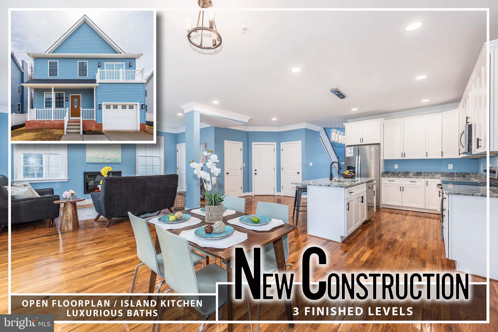 Exceptional New Construction Colonial with Captivating Water Views!  Step into this meticulously designed home where modern elegance meets timeless charm. The sun-drenched main level showcases an open-concept layout with gleaming hardwood floors and refined crown molding that flows seamlessly throughout. A formal living room offers a welcoming space for entertaining, while the heart of the home—a gourmet island kitchen—features striking granite countertops, sleek stainless steel appliances, custom cabinetry, and a spacious dining area perfect for gathering with family and friends.  Adjacent to the kitchen, the expansive family room invites relaxation with an elegant electric fireplace and oversized windows that frame serene views. A stylish half bath completes the main level.  Upstairs, discover four generously sized bedrooms and two luxurious full baths. The impressive Primary Suite is a true retreat, boasting an oversized walk-in closet, and a spa-inspired bath with double vanities, a large walk-in tiled shower, and designer finishes throughout. The fully finished basement offers incredible versatility—ideal as a second family room, media space, or guest quarters—with an additional full bath and direct access to the backyard. Enjoy the convenience of an attached garage and ample driveway parking. With thoughtfully curated details, water views, and exceptional craftsmanship throughout, this home is the perfect blend of beauty, function, and comfort.  Buyer to pay all transfer and recordation taxes
