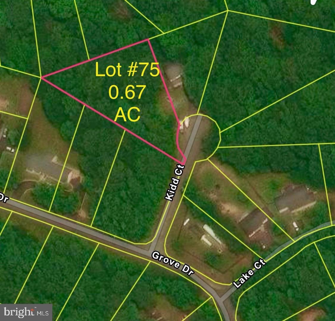An IMPROVED PRICE on this great opportunity to build the home of your dreams and enjoy ALL of the Amenities that Stratford Harbour offers! This home building Lot is Lot #75 KIDD COURT and in the well sought-after community of Stratford Harbour. The approximate Sq, Footage is 29185.20 and the acreage is 0.67Acres! Septic perc is on file for a 3 Bedroom Home and attached to the MLS. All Offers are welcome, and this Lot in the well sought-after community is priced to sell under assessed value at $14,999! County assessment is $24,900 . Please see attached photos of the location of the Lot and of all of the amenities that Stratford Harbour offers! Stratford Harbour Member only access to Beaches on the Lake and the Marina on the Potomac River. Discover why Stratford Harbour is such a well sought-after Waterfront community where "Neighbors become friends and friends become family!" Watch my Video Tour of Stratford Harbour right here on the MLS!