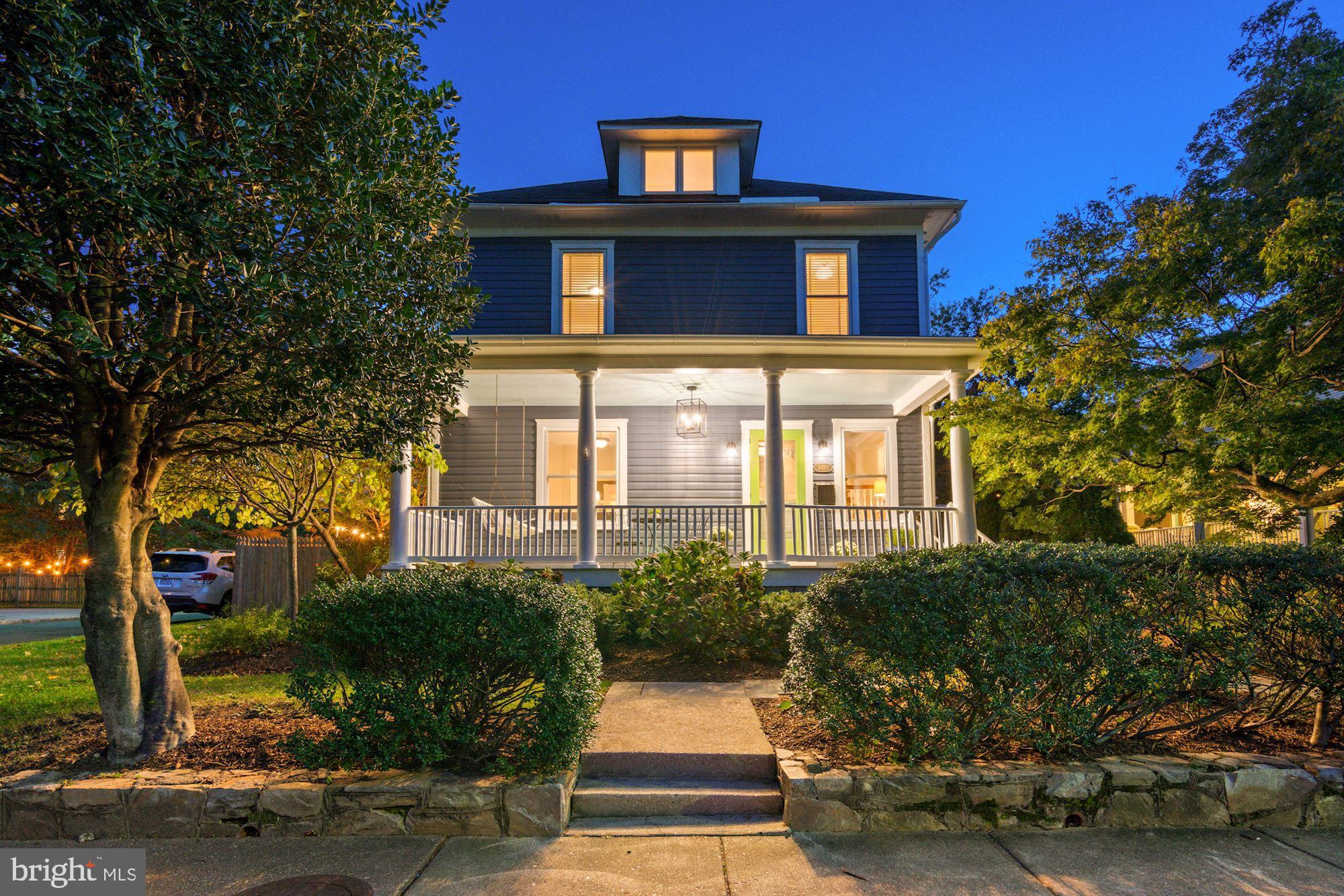 Under Contract, but please still show* Welcome to Maywood, a historic and sought-after neighborhood in Arlington with walkability, bike trails, 2 neighborhood parks, frequent community events and more. Originally built in 1910, this American Foursquare was expanded with a four-level addition in 2007 by the renowned DWR Architects into a luxury home. Approximately 4800 square feet of timeless interior space includes six bedrooms, five full baths and one-half bath, spanning four thoughtfully finished levels. A classic façade and sweeping front porch welcome you to this beautifully landscaped private retreat with an array of interior and exterior entertainment space. The interior renovation offers high-end modern amenities while respecting the character of the original home with beautiful moldings throughout, gorgeous pine hardwood floors, handsome crafted built-ins, timeless tile details in all bathrooms and charming wood-burning fireplaces. This is a large home that retains an intimate feel. The main level features tall ceilings, a welcoming foyer, a front salon room with large picture windows that drench the room in sunlight, a separate formal dining room with a wood-burning fireplace and time-period built-ins. The heart of the home is a gorgeously renovated kitchen that opens to a spacious family room and cozy built-in banquet. The kitchen is outfitted with wall-to-wall custom-built cabinets, honed absolute black granite, a timeless backsplash,  stainless steel appliances, expansive central island with a second beverage sink and bead board ceiling details. Another wood-burning fireplace place with a custom mantle anchors the family room, flanked by floor-to-ceilings built-ins and two built-in desks - perfect for working from home or young students doing homework. With access from the kitchen and family room, an expansive screened porch is a highlight of the home with space for dining and lounging. Located off the kitchen is a tucked away mudroom with custom cubbies, drawers and plenty of hooks. The first upper level contains four bedrooms, three full baths, laundry room, and an expansive primary suite featuring custom built-ins, an adjacent sitting area and luxurious bathroom with heated floors, double sinks and a walk-in closet. The second upper level features a large rec-room with two sky-lights, the fifth bedroom and a fourth full bath with oversized cast iron claw foot soaking tub. The lower level was thoughtfully designed as part of the 2007 renovation to provide an open and flexible space with a separate entrance, full kitchen, sixth bedroom, fifth full bath, and a second washer/dryer hook up. This space could be used for an au pair, home office, gym or a rental unit. A large storage area completes the lower level. This astonishing yet understated renovation earned a featured spread in Better Homes & Garden and garnered the esteemed renovation award from the historic community of Northern Virginia. Come fall in love!! Schools : Taylor, Dorothy Hamm , Washington & Liberty. This is a one-of-a-kind special home in a throw back neighborhood that you will want to come see for yourself.