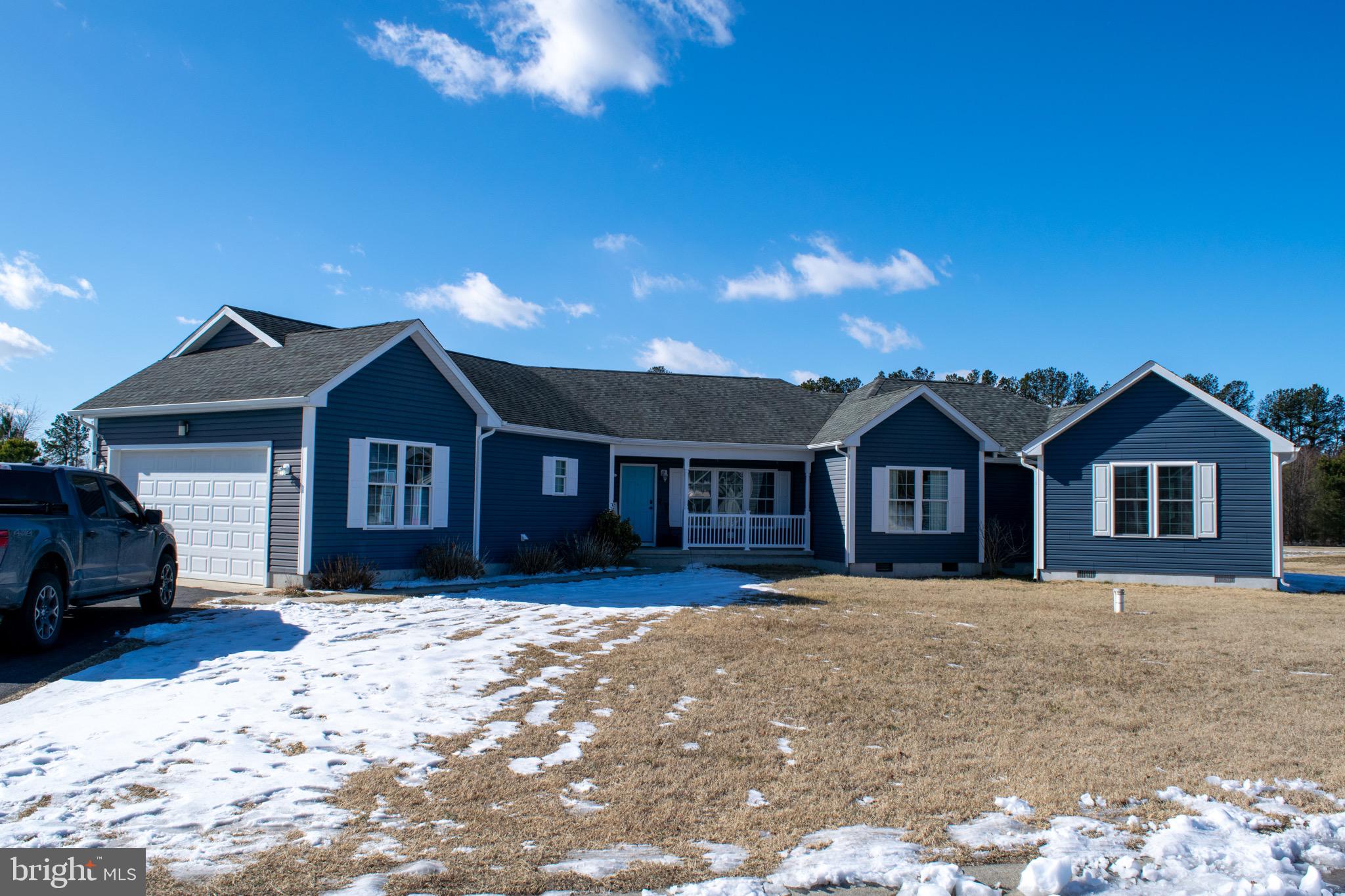 SPACIOUS Rancher with a private blacktop drive is located on a nearly 3/4 acre lot, tucked away in a secluded, tranquil community. This beautiful 1723sqft home was custom built- NEW in 2014, and an additonal 1015sqft office/ living space built in 2024.  Includes an open floor plan with a private office entrance  Features include, upgraded cabinets with custom wainscoting, eat up bar, dining area, LVP flooring,  2 laundry areas, 2 hot water heaters, Owners suite includes a large closet, upgraded bathroom vanity, supersized interior storage area for your extra items, and there’s plenty of room for Guests or an office, including a private bath. This home even has a porch, a deck and a patio for your peaceful enjoyment, sit and enjoy the neighborhood from your front porch or relax with morning coffee and nature on your back deck , which is a direct access from your dining area! The possibilities are endless with this oversized private back yard, including room for extensive hardscapes, fire pits, or a swimming pool. This Home has been well maintained. Don’t miss out, this is a rare find for these features  at this price, so why not buy something with a New Like appearance but more features! Noone permitted on the premises without a scheduled showing with a licensed Realtor! Call for your tour TODAY!