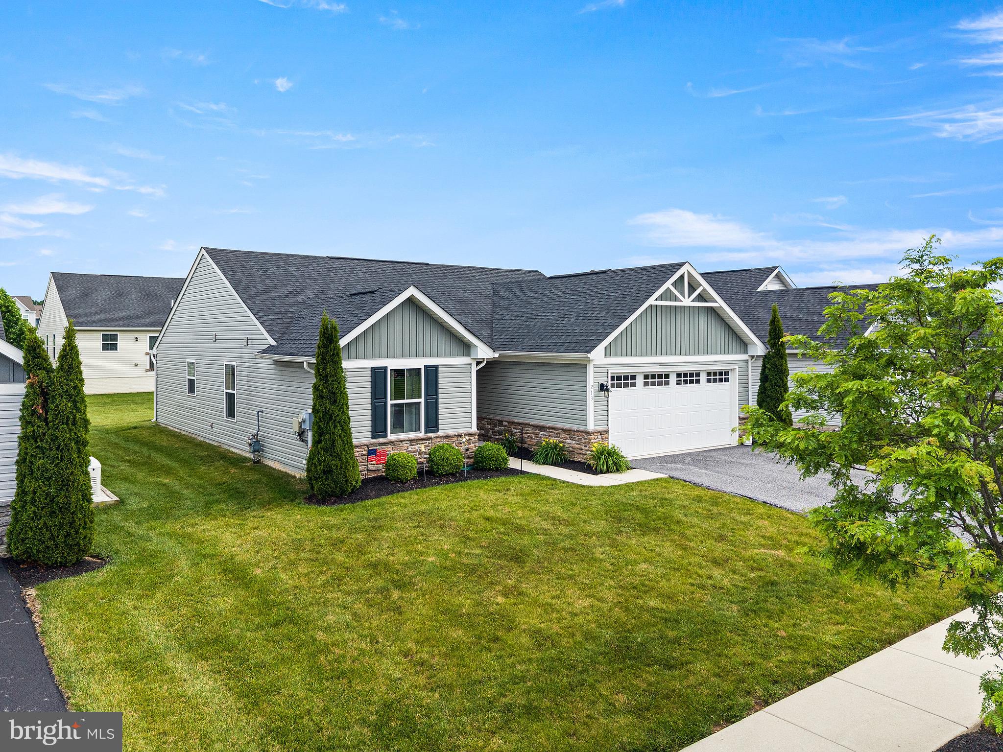 Just in Time for Summer! A Rancher with 3 bedrooms and 2 full baths-EASY one level living!  Welcome to Legends at Sadsbury Park, an affordable, low-maintenance ranch home community ideally located in Sadsburyville and minutes to Parkesburg, with convenient access to the area's newest shopping, dining, and everyday amenities. Perfectly positioned between Philadelphia and Lancaster, this desirable location also offers quick access to the Route 30 Bypass, making commuting and travel a breeze.

Built in 2019, this low maintenance home was designed for easy one-level living and offers the perfect blend of comfort, functionality, and modern style. The open-concept floor plan features a spacious great room that flows seamlessly into the kitchen and dining area, creating an inviting space for both everyday living and entertaining. The kitchen is the heart of the home, showcasing a large center island, white cabinetry, granite countertops, gas cooking, and ample workspace for meal preparation and gathering with family and friends.

The generously sized bedrooms provide comfort and privacy, with abundant closet space and well-appointed bathrooms featuring attractive finishes throughout. Luxury vinyl plank flooring extends through the main living areas, adding both style and durability.

Additional highlights include a front-entry attached two-car garage and the convenience of a truly low-maintenance lifestyle. Residents enjoy beautifully maintained common areas, open green space, and attractive sidewalks throughout the community, perfect for morning walks, meeting neighbors, or simply enjoying the outdoors.

Residents of Legends at Sadsbury Park also enjoy access to outstanding community amenities, including a clubhouse, community pool, and dog park, providing the perfect setting for relaxation, recreation, and social gatherings.  You'll have more time to enjoy everything this wonderful community has to offer.

The home has public water, public sewer, and is served by natural gas heat and of course Central air.