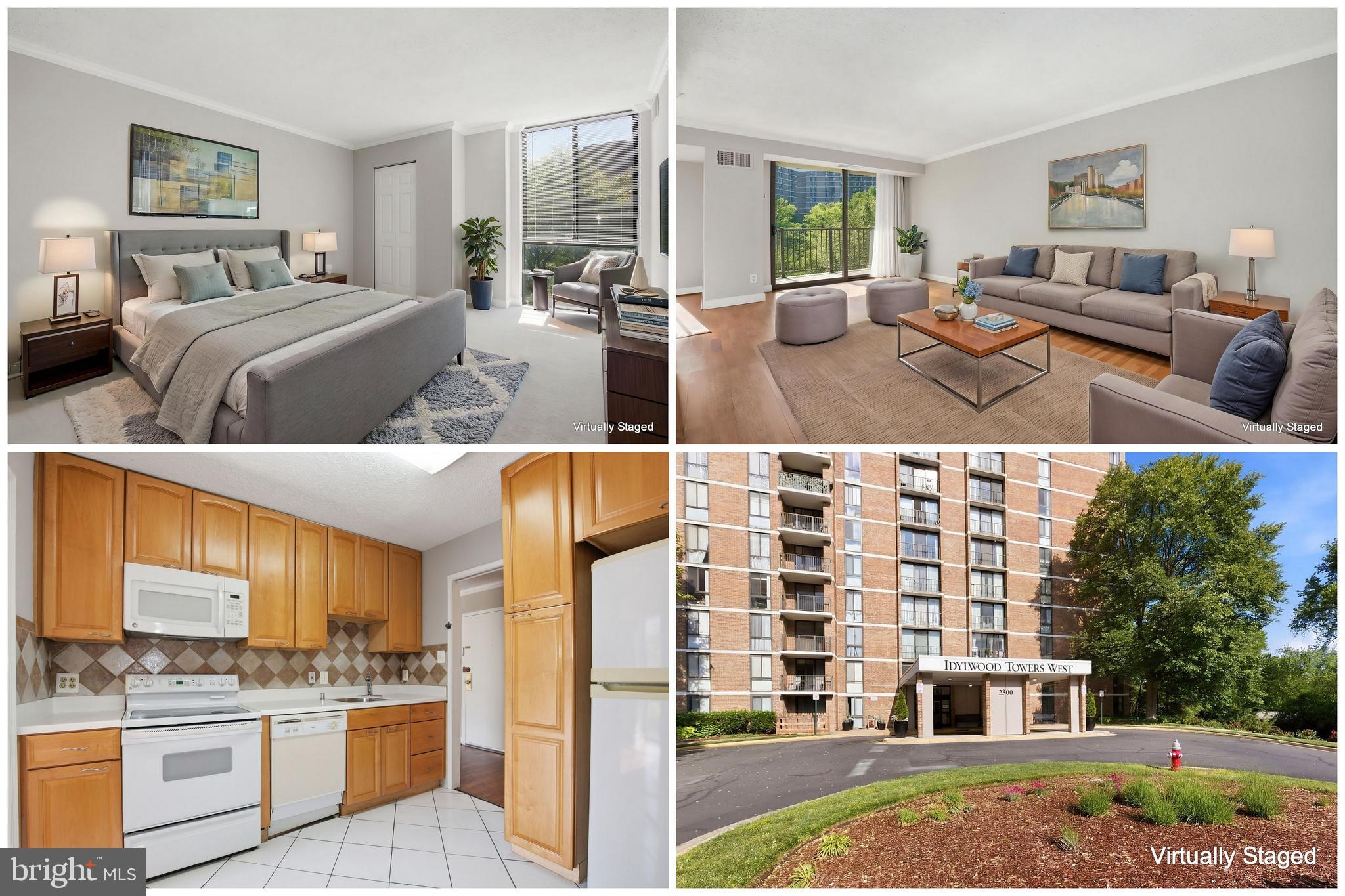 **OPEN HOUSE: Sat, 6/20 12PM-2PM**
Spacious and beautifully updated 1-bedroom, 1-bath condo on a high floor with a private balcony and breathtaking views that make every day feel like a retreat. The generous living room flows seamlessly into a separate dining room and a modern kitchen featuring KraftMaid wood cabinetry, updated countertops, and fresh flooring. Freshly painted throughout with warm wood floors, elegant crown molding, a walk-in closet, in-unit washer (2020) and dryer (2019), and newer sliding glass doors (2025); This home has been lovingly cared for.  All utilities included in the condo fee: gas, electricity, water, heat, and A/C along with exterior maintenance, snow removal, and trash. Peace of mind, built right in.  Idylwood is beloved for its pet-friendly atmosphere, ample parking, and beautifully maintained grounds. Residents enjoy a full suite of resort-style amenities: 24-hour concierge/security, outdoor pool, fitness center, tennis and basketball courts, party room, library, billiard room, playground/tot lots, picnic and grill areas, bicycle room, and assigned storage.  Located inside the Beltway with West Falls Church Metro just about a mile away, plus easy access to Fairfax Connector and Metrobus routes. I-66, I-495, Route 7, and the Dulles Toll Road connect you effortlessly to Reagan National and Dulles International airports. Walkable to Whole Foods, Trader Joe's, Starbucks, dining, and Tysons Corner shopping and entertainment. Ruckstuhl Park and the W&OD Trail round out a lifestyle of comfort, convenience, and true connectivity.