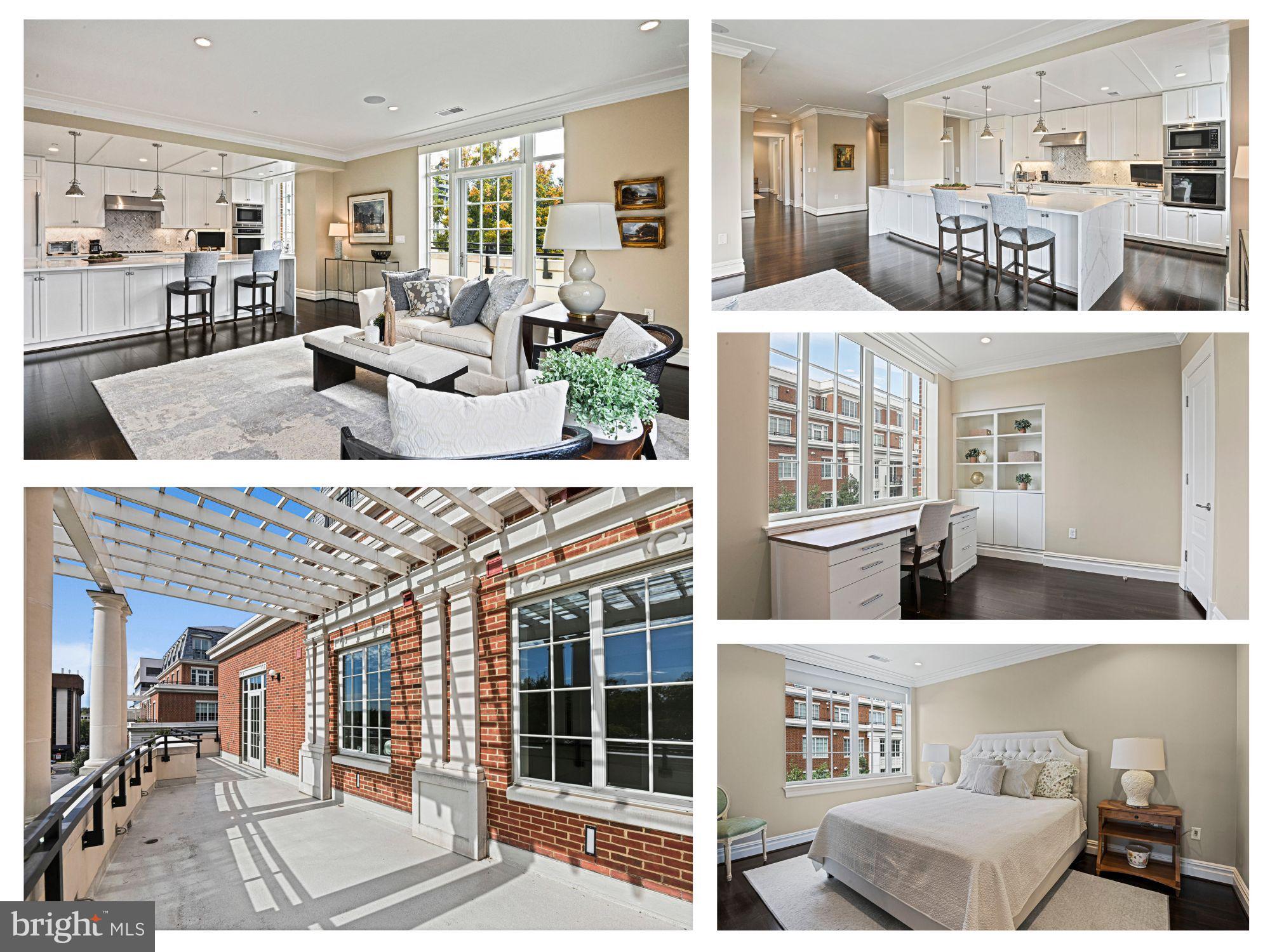 Wow! This  PERFECT private corner  home offers over 2,100 SF open living space with two bedrooms, an office, and 2.5 bathrooms, all enhanced by elegant finishes and  abundant natural light.  
Don't miss the RARE 350 SF terrace with pergola - perfect for morning coffee, outdoor meals, plantings, fresh air,  and sunshine!    Another BONUS :  2 parking spots, located next to the resident elevators - spaces 332 +315 (with Electrical Vehicle charging station!) 

A welcoming foyer with crown molding, 9 foot ceilings, and gleaming hardwood floors sets the tone for the home’s timeless style. The gourmet kitchen is thoughtfully designed with marble countertops with waterfall edges, a five-burner gas cooktop and hood, wall ovens, Thermador appliances, a peninsula with great seating, pantry, and open floor plan to the family room & dining room.   Plus, it's the perfect floor plan for furniture and easy living.  Enjoy the  large windows, crown molding, recessed lighting, and lovely views.

A dedicated office with large windows provides a comfortable work-from-home retreat. The serene owner’s suite includes a spacious walk-in closet and a spa-inspired ensuite bath with dual vanities, a soaking tub, a frameless glass shower, and ample storage cabinetry. The second bedroom offers privacy, an  en-suite  full bath, making it ideal for guests or family.  A stylish powder room, laundry room, and multiple storage closets add everyday convenience.  Bonuses touches include blinds, TVs, large laundry room, Sonos speakers, 

Residents of The Signet enjoy a truly elevated lifestyle with access to a state-of-the-art fitness center filled with natural light, a yoga and personal training studio, and luxurious men’s and women’s saunas, steam rooms, and locker facilities. Additional amenities include a massage room, a landscaped courtyard with multiple lounge areas, a resident clubroom and lounges with catering kitchens and A/V systems, and an outdoor bar and grilling area complete with dining space. The community also features a fitness trail, an adjacent park with a play area and public art, and beautifully maintained green spaces that create a serene, resort-like atmosphere.

Located in the heart of downtown McLean, this exceptional home combines luxury, comfort, and convenience in one of Northern Virginia’s most desirable communities.