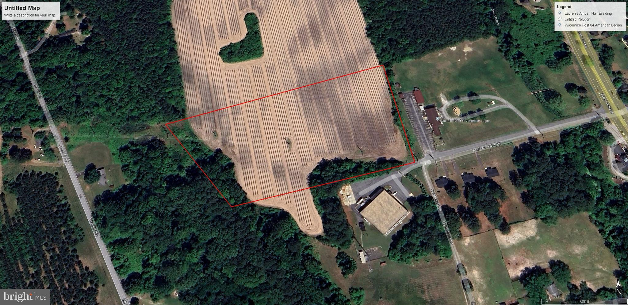9.51 Acre Parcel off American Legion Road in Salisbury, MD  

Access to the property is via a 50-foot-wide easement off of American Legion Road at the eastern border of the property.  See the site map for reference.  The property has access right-of-way lanes on all sides of the property. See annotated survey diagram. Current access is via a farm lane road off of Owens Branch. 

There is a 150-foot-wide Conectiv easement for the power lines crossing the property that utilizes approximately 3 acres of the 9.51 total acreage. 

Zoning: The property is zoned Wicomico County R-15. Use to date has been as leased farmland. An application for a change of zoning may be possible, but please note, this property is not being sold contingent on it being re-zoned. 

Well and Septic: There is currently no well and septic system serving the property. The soil is well drained and getting a perk should be very possible, but please note, this property is not being sold contingent on its perking.