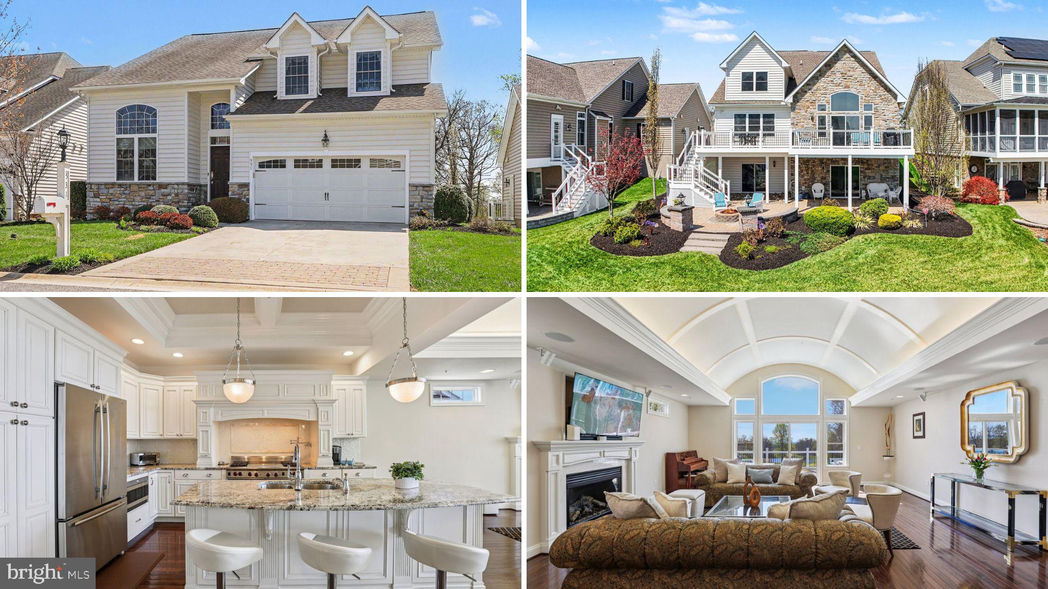 Motivated sellers! Sited on one of the most coveted homesites in the community, this exceptional property backs directly to the Bulle Rock golf course.  Everyday is an opportunity to enjoy sweeping views of the manicured greens.  Beyond the fairway, distant panoramic views capture the convergence of the Susquehanna River and the Chesapeake Bay.  The backdrop of this home delivers breathtaking scenery during all seasons.  This Clark Turner home built in 2014 offers 5 bedrooms and 4.5 baths and is just shy of 5,000 square feet of finished living space. Features include hardwood flooring on the main level, a gourmet kitchen, a great room with a barrel ceiling, beautiful molding throughout and a main level primary suite.  Just off of the foyer is a sun-filled library,  perfect for a reading room or versatile office space.  The kitchen offers a center island, a Wolf gas range, a pot filler and an eat-in area for casual dining.   The great room opens seamlessly to an expansive composite deck overlooking the golf course creating the perfect flow of indoor-outdoor living.  Entertaining or quiet morning coffee feels effortlessly elevated set against the stunning view.  Relax in the spacious main level primary suite with  2 closets, a primary bath with a soaking tub, a walk-in shower and a double vanity.  Upstairs is a large loft creating a great versatile space for guests or everyday living.  3 large bedrooms and 2 full baths offer great guest space.  This home provides separate living spaces across three levels with optimal multi-generational living arrangements.  Each level features bedroom(s), bath(s) and open living area(s) without compromising privacy.  The lower level features newly installed carpet, a huge recreation room, a bedroom, full bath, a separate room that would make a great exercise room/playroom/office or theater room.  There is no shortage of storage space with 3 separate storage rooms.  Walk out to an expansive paver patio with a built-in firepit, knee wall and lantern lighting.  Beautiful landscaping frames this property and every view feels like the ultimate retreat.  This home is one street over from the driving range and a short drive or walk from the golf clubhouse and Bulle Rock Pub & Restaurant.  The gated community features a 37,000 sq ft Residents' Club with a fitness center, indoor and outdoor pools, billiard room, a library, ballroom, meeting rooms and more.  A full-time lifestyle director plans endless activities with something for everyone.   Live where everyday feels like a private club experience.  This truly exceptional property is spacious, offers spectacular details and the setting is a rare offering.  Lots backing to the golf course with views like this are rarely available.