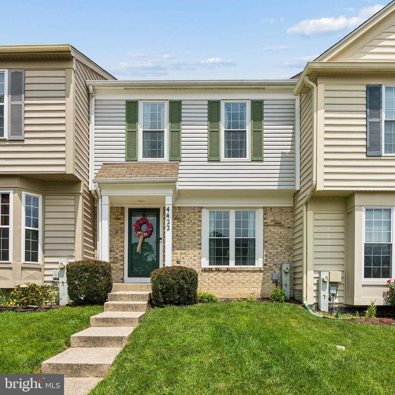 Meticulously maintained and move-in ready, this beautiful townhome is nestled in the quiet community of Silver Hill Farm. Step up the walkway, under the portico, and into a welcoming foyer with a gracious guest closet and a convenient half bath. The large living area greets you with floor-to-ceiling windows that fill the space with bright, natural light, and lovely, rich hardwood floors. From there, flow into the open-concept eat-in kitchen. You'll love the center island with pendant lighting, plenty of recessed lights, a double stainless-steel sink beneath a sunny window, black appliances, warm wood cabinetry, and a separate pantry. Sliding glass doors open to a large deck, perfect for dinners outside and easy evenings. Upstairs, you'll find three bedrooms. The spacious primary bedroom offers beautiful hardwood floors, a ceiling fan, a professionally organized walk-in closet, and a private vanity. The two additional bedrooms offer generous closet space, neutral carpeting, and ceiling fans. A well-appointed full bath and a convenient linen closet complete the upper level. The finished basement is a wide-open bonus space with neutral carpet, recessed lights, and a recently serviced pellet stove as its cozy centerpiece. Picture a home theater, a workout area, or a home office. It's yours to shape. You'll also find a full bath, a large utility area with a washer, dryer, utility sink, cabinets, chest freezer, and generous storage. Step out the door, on this level, to the patio, freestanding shed, and a private, flat, fenced backyard. A brand-new water heater and updated 2026 smoke detectors provide added peace of mind. Minutes from I-95, I-695, Downtown Baltimore, and shopping at White Marsh and The Avenue, with restaurants all around. Offering the perfect blend of comfort, convenience, and move-in-ready appeal, this home is one you won't want to miss!