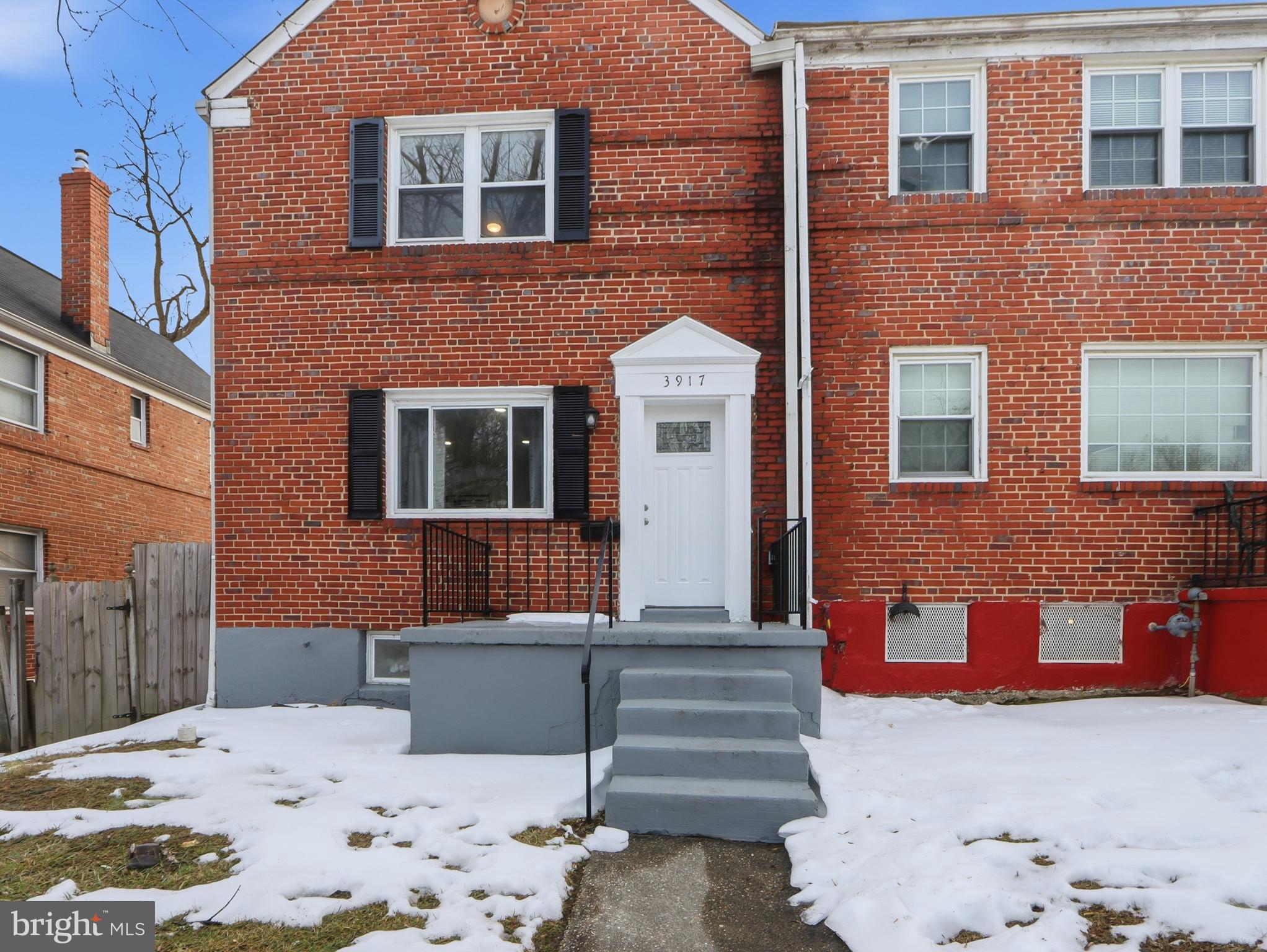 Beautifully renovated end-unit townhome in Edmonson Village! This move-in-ready 3-bedroom, 2-full-bath home offers modern updates and stylish finishes throughout. The updated kitchen features stainless steel appliances—including a gas range, built-in microwave, dishwasher, and refrigerator with ice maker—along with new 36-inch cabinetry, quartz countertops, ceramic tile flooring, and a convenient quartz breakfast bar. A separate dining room provides ample space for everyday meals or entertaining. Upstairs, you’ll find three bedrooms with refinished hardwood flooring, fresh paint, and updated fixtures. Both full bathrooms have been thoughtfully remodeled with custom ceramic tile, new vanities, and modern accessories. The oversized lower-level family room offers the perfect space for relaxing or hosting guests. The rear basement includes a dedicated utility area with washer and dryer, water heater, and gas furnace. Ideally situated in a private setting with plenty of parking, this home faces Gwynn Falls/Leakin Park and offers scenic views and easy access to nature. Conveniently located near shopping, dining, and major commuter routes.