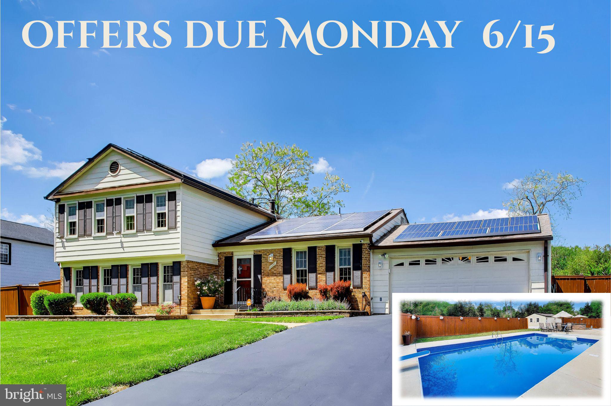 Offers due Midnight on Monday June 15, 2026.  Come take a dip in the pool 🏊 and enjoy the space, privacy, and versatility this brick home 🏡 offers at 14216 Alderton Road in Silver Spring. With no HOA ✅, a fenced yard, extra private greenspace behind the pool area 🌳, and a setting that backs to trees 🍃, this home offers a wonderful blend of indoor comfort and outdoor enjoyment.

Recent updates throughout the house.

Inside, you will find vaulted ceilings ✨, fresh paint 🎨, hardwood floors, crown molding, ceiling fans, built-ins, a brick fireplace 🔥, an eat-in kitchen, a walk-in closet, a full basement, and a finished lower level. The updated gourmet kitchen 🍽️ is designed for both everyday living and entertaining, featuring soft-close cabinets, stainless steel appliances, a built-in microwave, a built-in range, a cooktop, and a double oven.

The home offers three bedrooms on the upper level and one bedroom on the mid-level 🛏️, along with two full baths and one half bath 🛁. Additional features include double-pane windows, a high-efficiency water heater installed in 2019, whole-house water filtration 🚰 installed in 2025, new blown-in attic insulation, a new utility sink in the basement, all new ceiling fans in three bedrooms and the family room, all new hardware for doors and closets, surveillance 📹, smoke detectors, a garage subpanel, a manual transfer switch for a portable home generator 🔌, Tesla solar panels installed in 2016 ☀️, extensive storage 📦, a two-car garage 🚗, and an additional driveway pad with parking for up to 12 cars. The home is served by a heat pump with oil backup, and the owner uses the oil heat.

The backyard is a standout feature, offering an in-ground vinyl liner pool 🌊 and an outdoor living experience designed for entertaining 🎉. Pool improvements include a complete 2021 renovation with vinyl lining, coping, and concrete decking; a new sand filter in 2022; and a new pool pump in 2025. Outdoor amenities include an outdoor kitchen with a BBQ grill, a cabana, an outdoor shower, storage sheds, a porch, a back deck, extensive hardscape, exterior lighting, stone retaining walls, a side yard, and a rear yard. Vertical support beams for the retaining wall were added in 2021, and the retaining wall staircase was completed in 2024.

Additional updates include new gutters and downspouts in 2021, foundation repair and waterproofing completed in 2025, and thoughtful improvements throughout the property.

Conveniently located 📍 near the Matthew Henson Trailhead at the end of the street, this home is also close to Plaza Del Mercado, LA Fitness, Aldi, CVS, Glenmont Metro Station, public bus service, numerous restaurants, Brookside Gardens, and Route 200 for access to Baltimore, Frederick, Washington, DC, and Virginia. Neighborhood amenities include a community center, playgrounds, basketball court, tennis court, gym, playroom, indoor basketball court, community room, conference room, and ballroom.

No HOA.

Pre-inspection completed. One-year home warranty included. Radon test done. Within EPA Guidelines.  See Radon report disclosed.
The tax bill does not reflect an accurate assessment of what the buyer will pay. 

Offers must include a pre-approval letter and proof of funds.