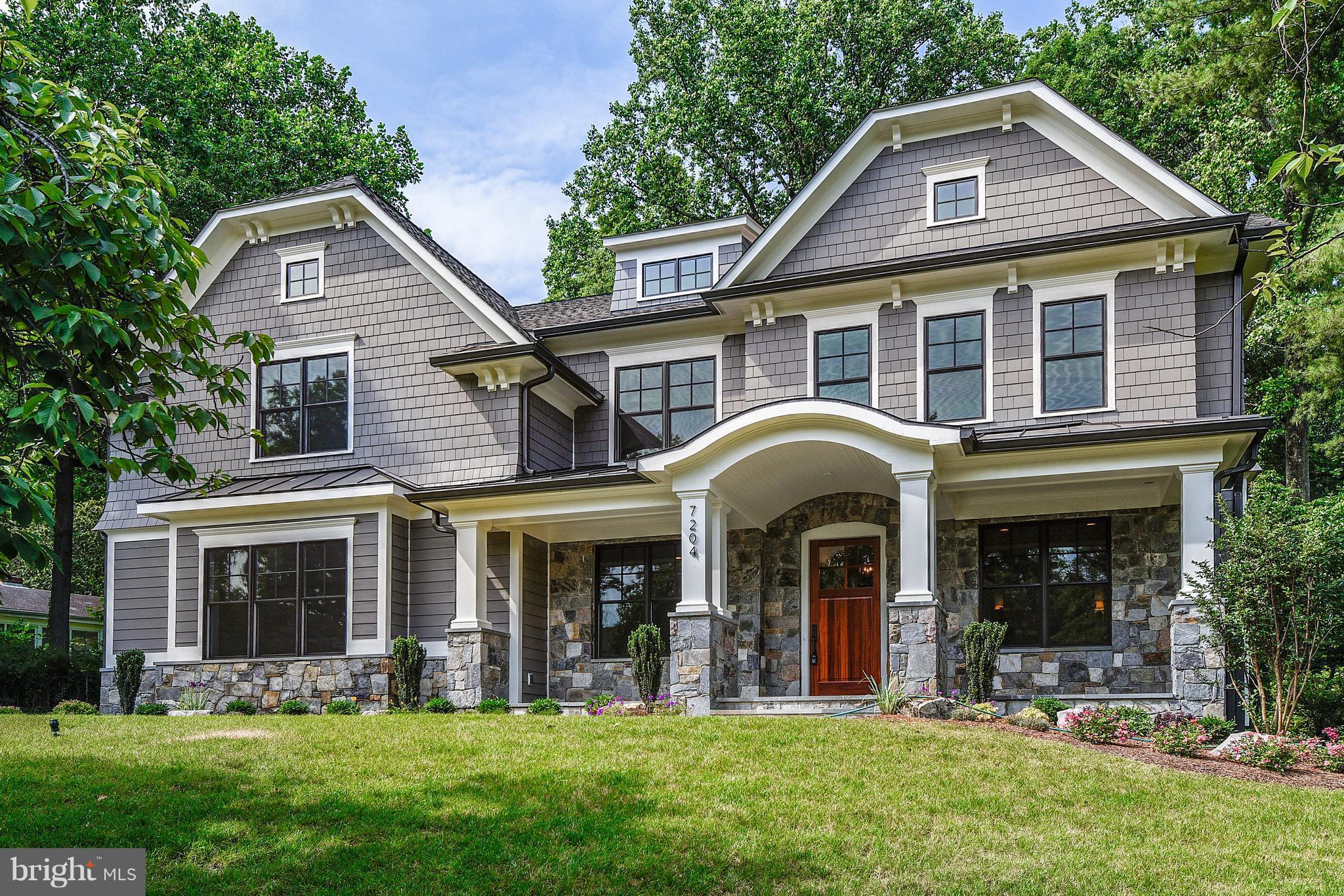 Perfect 10! 99% Compl Brand new Arts & Crafts Col built by award-winning Douglas Const (Best Green Builder-Beth Mag), 4 fin lvls, 6 BR, 6.5 BA, chef's kitch, 1st flr lib, mud rm w/built-ins, 2-car side load gar, owner's suite w/WICs & spa BA, 2nd flr hw/study area, fin lwr lev incl huge rec rm w/fp, game rm, exer rm, wine stor, 5th BR & FB, cvrd porch w/fp & IPE decking. Min from dwntwn Beth.