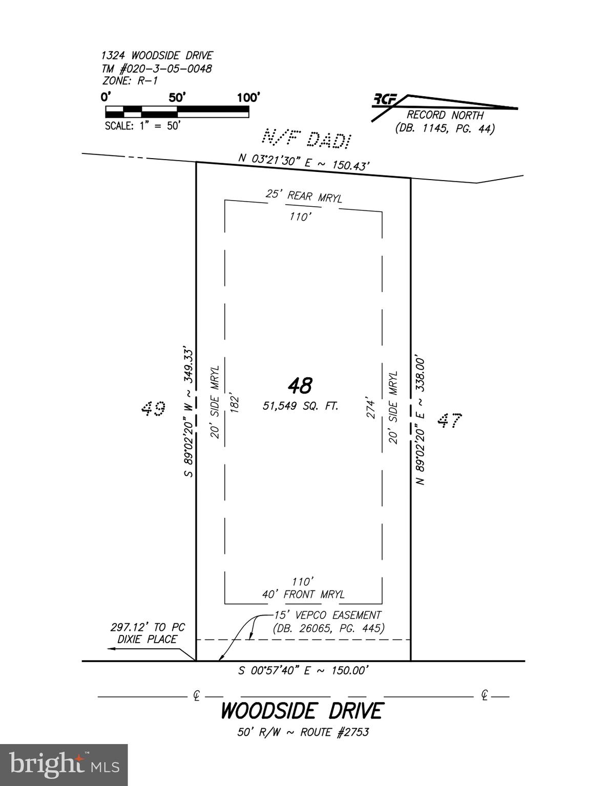 Wonderful Lot in Woodside Estates.   Over an Acre with mature landscaping and existing circular drive.