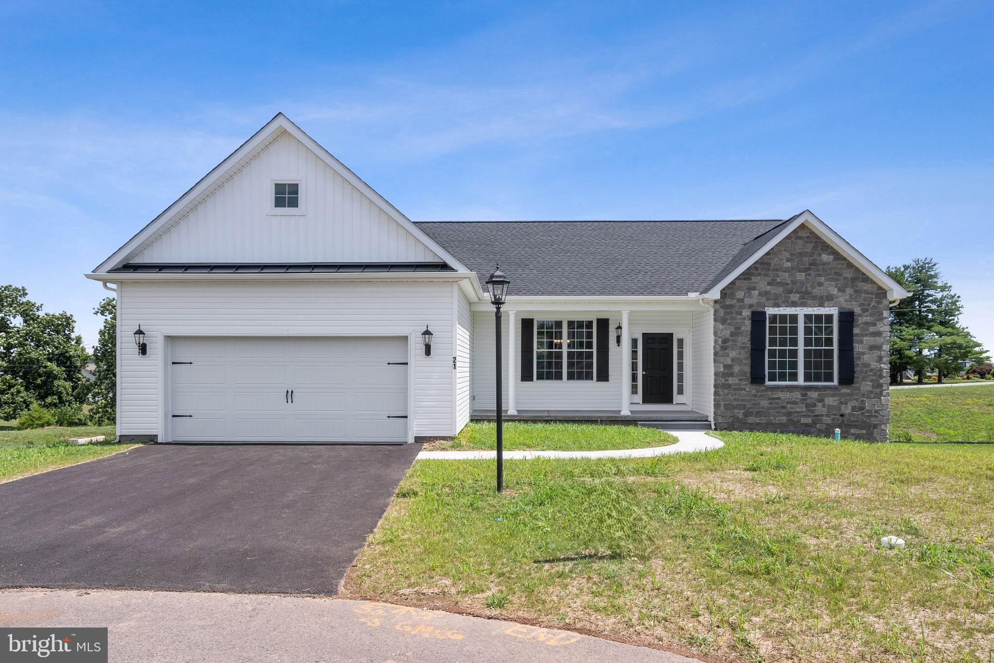 *PHASE 2  IS NOW RELEASED **—presenting the community’s most coveted homesites with exceptional views.**
** Please stop by the sales center for details at 11 Flint Drive Hanover, PA 17331 **

This Northwood rancher features 3 bedrooms, 2 full baths, 2 car garage , front porch, and open floor plan Family room/ dining room combo and kitchen all open concept with cathedral ceiling . Kitchen is standard 30' cabinets, granite countertop  and an island perfect for entertaining. The primary  suite showcases a  large walk-in closet & an attached bath with double bowl vanity & walk-in shower. Please note listing price is the base price and may not be representative of additional options shown .Model Home is open daily from 11:00 AM to 6:00 PM . Must use builders preferred lender & title company to receive builder incentive. Please contact us today for more details.