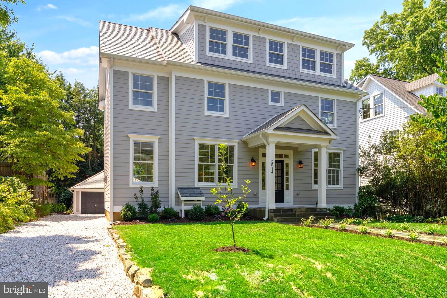 The one you’ve been waiting for: a quintessential Chevy Chase charmer on the exterior – and an absolute dazzler on the interior! Deceptively large and having recently undergone a high-end, down-to-the-studs renovation and expansion, 3914 Blackthorn Street now boasts 5-6 bedrooms/5.5 bathrooms, 4 finished levels with nearly 5000 SF feet of stunning living space, and an enhanced 2-car garage. Abundant windows and natural light, high ceilings, impressive millwork, kiln dried white oak flooring, and an ethereal paint palette set an elegant, yet modern tone. Main level highlights include an open floor plan, wonderfully spacious living, dining and gathering rooms, a show-stopping center island kitchen with professional appliances and a to-die-for prep pantry, and an elegant powder room. Upstairs, the second level offers a lovely owners’ wing with custom walk-in closets, three additional beautiful ensuite bedrooms, a custom laundry room, and three gorgeous bathrooms, all which feature heated floors, solid marble tile, and quartz countertops. Phenomenal third level offerings include a light-filled family room with a vaulted ceiling and a wet bar, and a fabulous fifth bedroom featuring a sitting/office area, and a full bathroom. Offerings of the home’s lower level include a recreation or guest room with an ensuite bath, a large playroom, a beautifully equipped kitchenette with a second washer & dryer and an egress door to the rear, and plenty of built-ins and storage options. Special exterior features include a delightful, covered porch on the front and -out back- a grilling deck with a gas connection, a level fenced yard with lush lawn space and shrubbery, and a carriage-style garage featuring loft storage and a covered exterior area for gardening. Situated on an idyllic sidewalk lined street in the Town of Chevy Chase, this location is superb! {Elementary schools: Rosemary Hills PreK-2nd; Chevy Chase 3rd-5th}