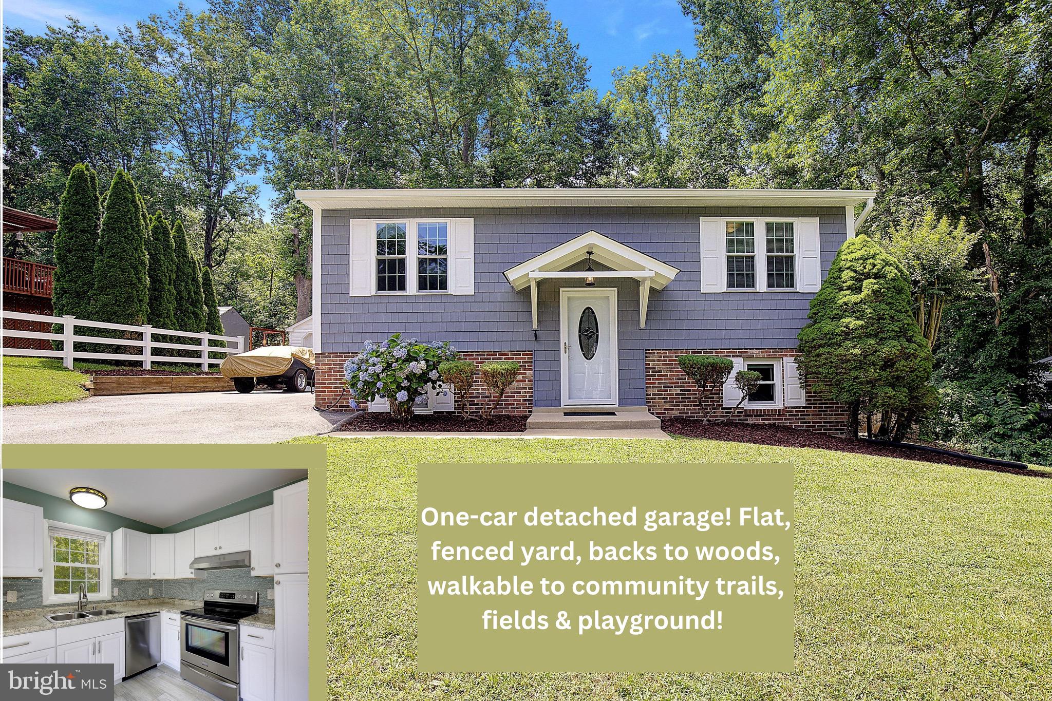 Fabulous opportunity to own this well-maintained 3-bedroom, 2-bath split foyer in the desirable Highlands community of Chesapeake Beach! Situated on one of the best lots in the neighborhood, this home backs to woods and features a large, level backyard fully fenced with a privacy wood fence and rear chain-link fence with gate—perfect for pets, play, and outdoor enjoyment. The updated kitchen offers white cabinetry, stainless steel appliances, LVP flooring, and access to the spacious rear deck overlooking the private backyard. Hardwood flooring extends throughout the living room, hallway, and bedrooms on the upper level. Two bedrooms and a full bath are located upstairs, while the lower level features a large third bedroom, and a second full bath with tiled walk-in shower.  Lower level also has a laundry area with washer and dryer, and a spacious rec room with LVP flooring and newer sliding glass doors leading to the backyard. Additional features include a one-car garage, ample parking, and an unbeatable location within walking distance of the community recreation area that has a playground, basketball court, ball field, and walking/jogging trails. Conveniently located in an area of top-rated schools and just minutes from beaches, marinas, shopping, and restaurants. Easy commute—only approximately 35 minutes to Joint Base Andrews and Washington, D.C.!