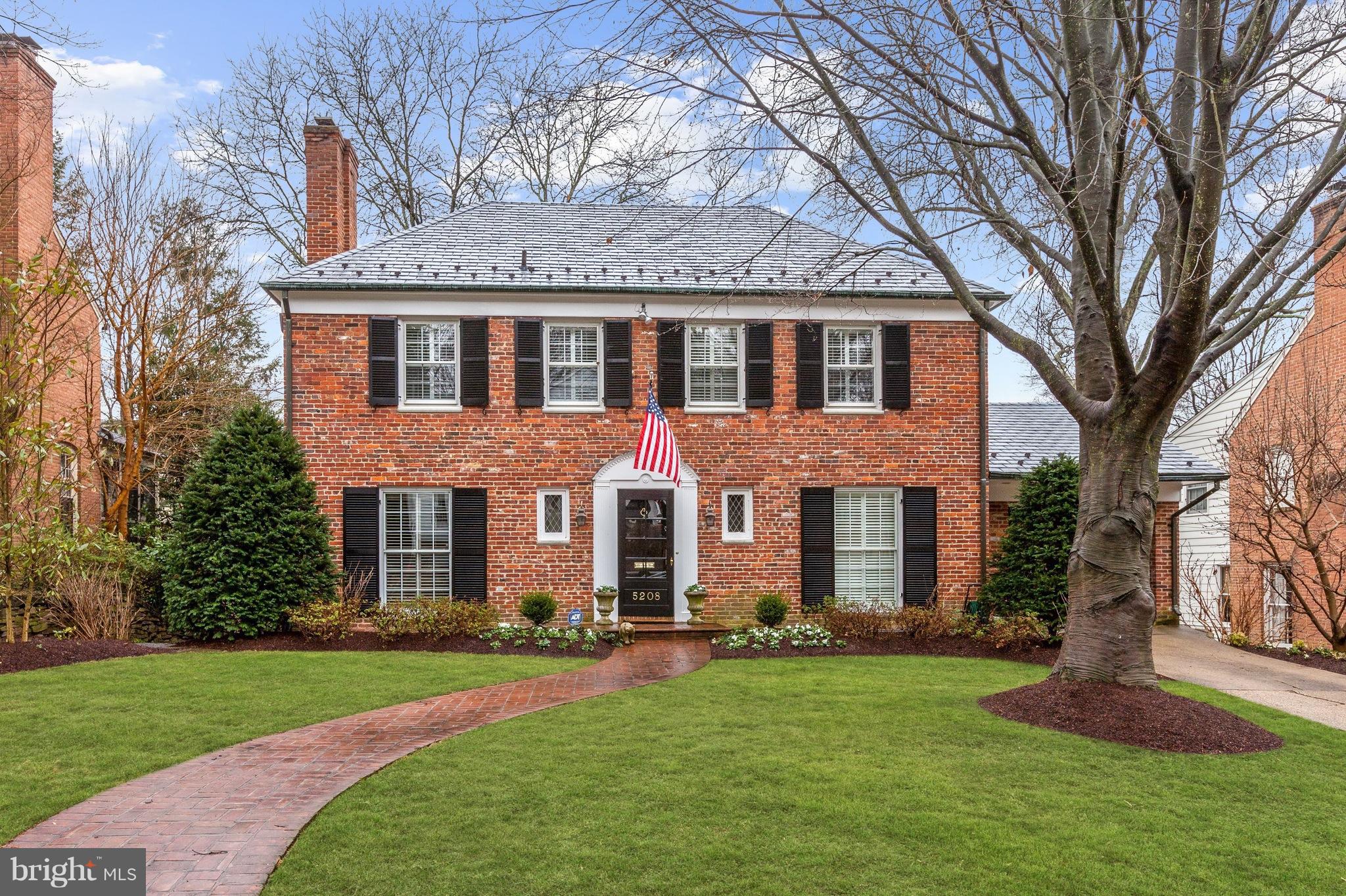 STYLISH AND HANDSOME ALL BRICK GEORGIAN STYLE RESIDENCE WITH SUPERB FINISHES, MAGAZINE MATERIAL NEW KITCHEN, LIVING AND DINING ROOMS OPEN TO SPACIOUS  SCREENED PORCH FOR SUMMER LIVING AND DINING.  4 BEDROOMS /2 BATHS UP, LARGE LOWER LEVEL FAMILY ROOM WITH FIREPLACE OPENING TO COVERED TERRACE, WORKOUT ROOM AND BEDROOM W/BATH ON LOWER LEVEL, ONE CAR GARAGE, QUIET NON-THRU STREET, READY TO MOVE IN!!