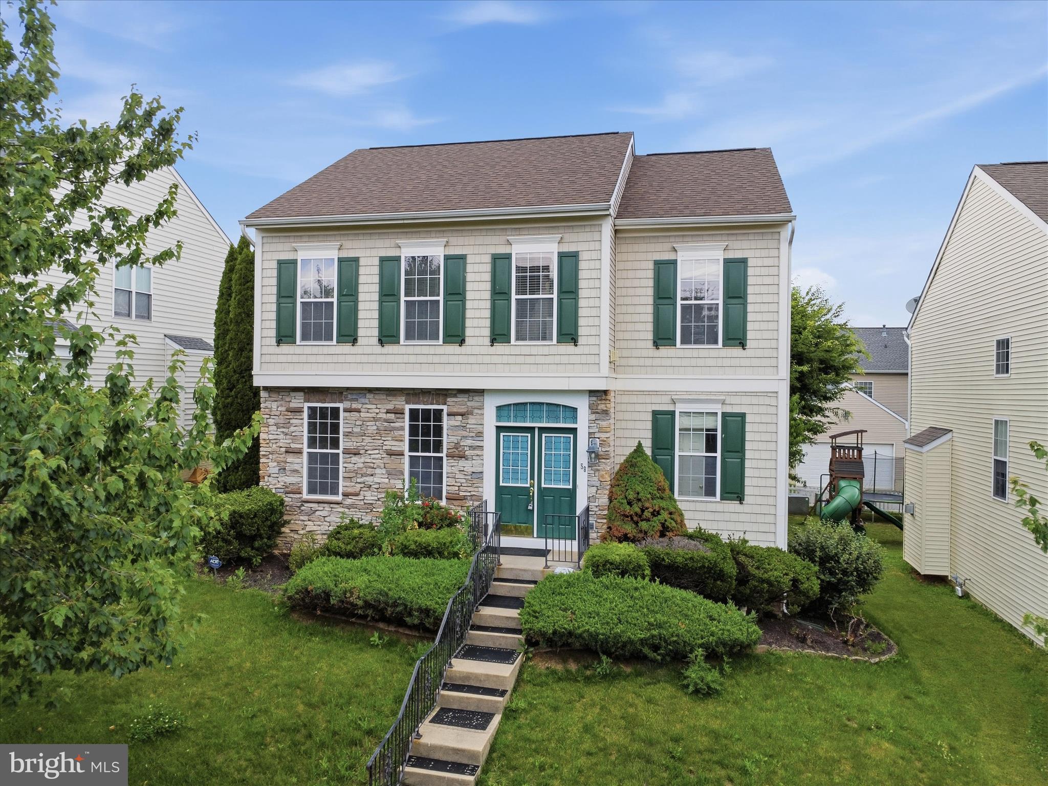 Welcome to this immaculate one-owner colonial home located in the desirable Huntfield community! This beautifully maintained residence features a freshly painted interior and a wonderful open floor plan that maximizes space and comfort. You’ll find exquisite hardwood floors and elegant ceramic tile throughout, adding a touch of sophistication. The spacious layout boasts three well-appointed bedrooms, each with walk-in closets, providing ample storage. Upstairs, you'll find two full baths for convenience, while a half bath on the main level is perfect for guests. Step outside to enjoy a private backyard, complete with a charming patio, ideal for entertaining or relaxing amidst mature trees. Additionally, a detached garage offers extra storage and parking options.  Tennis courts, playground areas and a community pool coming soon! The unfinished basement presents a fantastic opportunity for the new owner to customize the space to their taste and needs. Don’t miss your chance to make this exceptional property your new home!