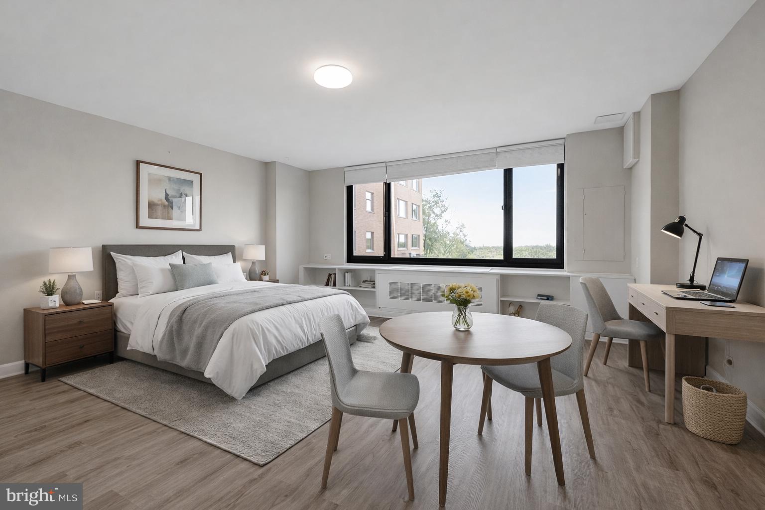 Welcome to this bright and inviting 401 sq. ft. studio/efficiency at River Place South, ideally situated on the second floor in one of Arlington's most sought-after neighborhoods. With its desirable southeastern exposure, this home is filled with natural sunlight throughout the day, and offers partial views of Washington, D.C. monuments.

The thoughtfully designed interior features durable laminate flooring throughout, creating a clean, modern look that's easy to maintain. Whether you're searching for your first home, a convenient pied-à-terre, or an investment opportunity, this residence offers exceptional value in an unbeatable location.

The low monthly cooperative fee includes electricity, gas, water, central heating, and air conditioning, providing predictable monthly expenses and outstanding convenience.

River Place residents enjoy a prime Rosslyn location just moments from the Rosslyn Metro, public transportation, major commuter routes, Georgetown, downtown Washington, D.C., the Pentagon, National Landing, Reagan National Airport, and countless shopping, dining, and entertainment options.

Don't miss this opportunity to own an affordable, sun-filled home in the heart of one of Northern Virginia's most convenient and vibrant neighborhoods.