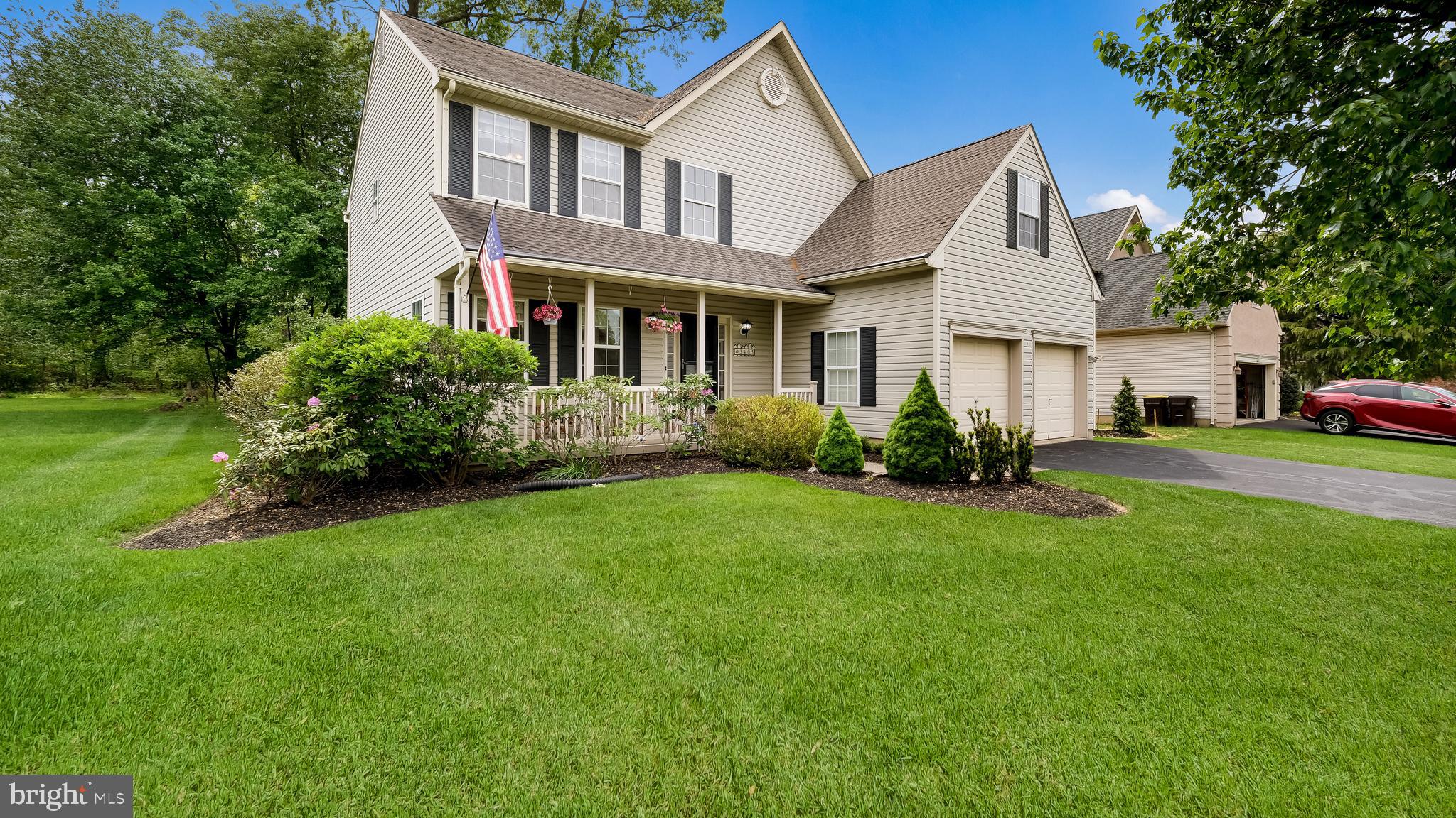 Located in the desirable Warrington Oaks community and within the acclaimed Central Bucks School District, this beautifully maintained Colonial is proudly offered by its original owner. Situated at 3405 Pin Oak Lane, this spacious home features 4 bedrooms, 2.5 baths, hardwood flooring, and a layout designed for comfortable living and entertaining.  The formal living room opens through elegant French doors into the dining room, while the kitchen offers granite countertops, wood cabinetry, and a bright eat-in area. The inviting family room is highlighted by a cozy pellet stove.  Upstairs, the large primary suite features a vaulted ceiling, oversized walk-in closet, and a tiled master bath complete with a walk-in shower and soaking tub. Three additional nicely sized bedrooms and a full hall bath complete the second floor.
Additional highlights include a large basement providing abundant storage space, a peaceful wooded backyard, a spacious wood deck perfect for relaxing or entertaining outdoors, and a 2-car garage.