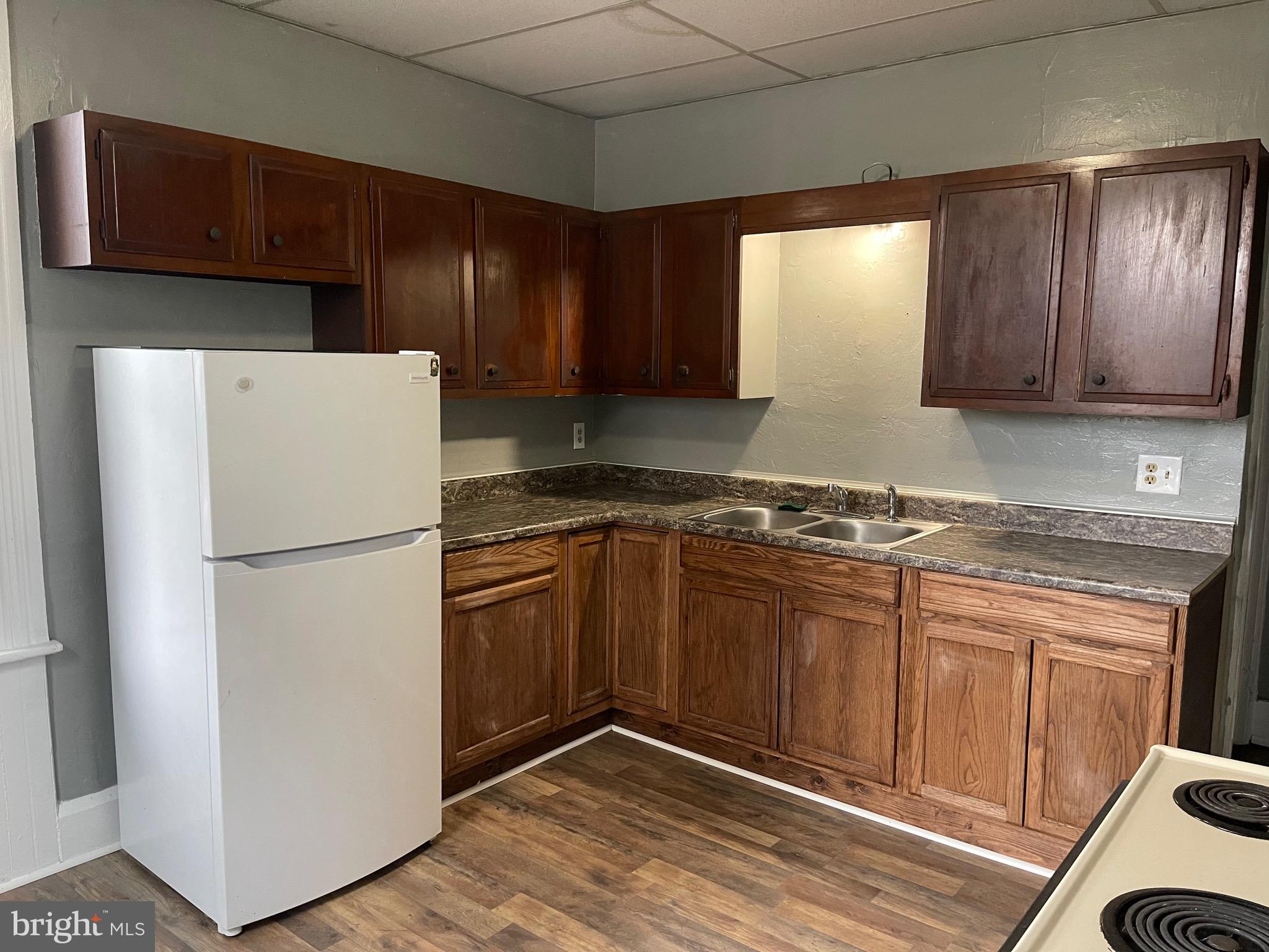 For rent is a 2 bedroom, 1 bath first floor apartment. Apartment is electric radiant heat and window units for A/C. There is one off street parking spot.  Monthly charge $109 for sewer and trash. $30 nonrefundable application fee required per applicant and if selected $40 admin fee. No Smoking No Pets 615 Min. Credit Score