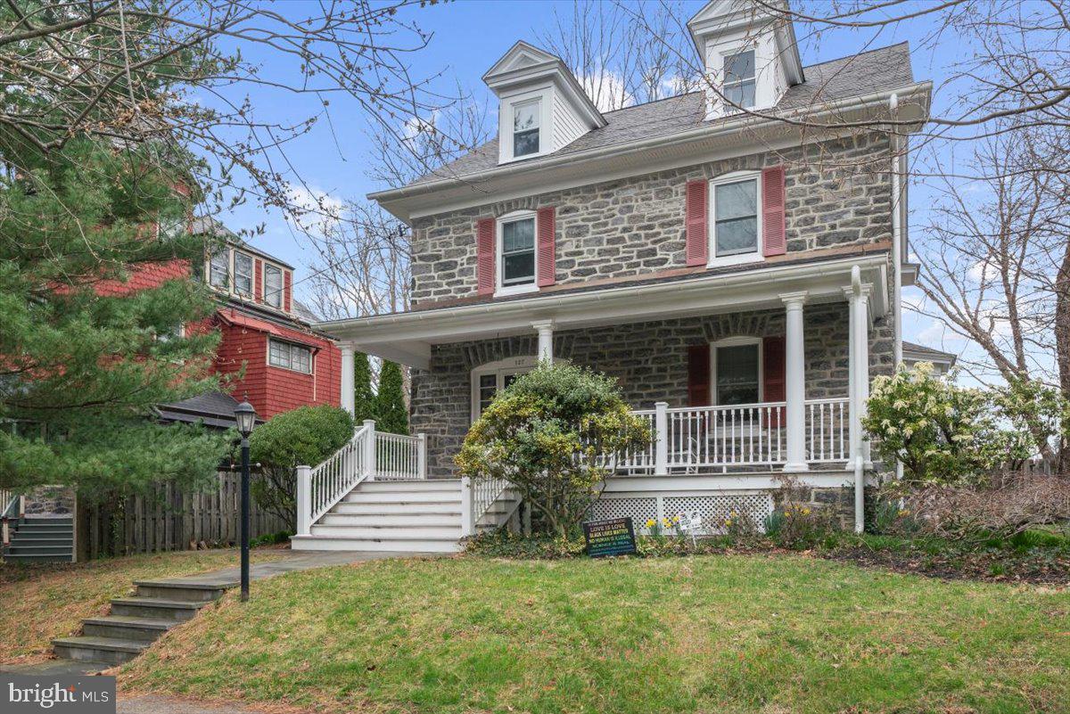 Here it is!  The front porch welcomes you to this wonderful home with great space.....indoors & out, and a fabulous location, within walking distance to EVERYTHING Narberth....the cute shops, restaurants, library, playground, train, etc., as well as to Merion Elementary School.  Step inside to the cozy parlor with an electric fireplace insert that serves as the perfect place to sit & read. The spacious Living Room has large windows providing great natural light. The formal Dining Room has pretty bowed windows, two closets, and leads to both the Kitchen and the Family Room. The nicely updated Kitchen features cherry cabinetry, granite countertops, & tiled backsplash. There is also a reverse osmosis water purification system for the kitchen, and house-wide water softening system. Access to the basement is also through the kitchen. The beautiful family/sunroom with Powder Room & vaulted ceiling is where you'll spend the majority of your time!  Pella windows all around the room (Pellas are throughout the 1st & 2nd floors) allow the natural light to stream through, and the gas stove provides cozy heat on the chilly nights.  A door from the Family Room leads outside to your private oasis featuring a screened gazebo, lovely gardens, & a flagstone patio area. There is also access to the 2-car, detached garage with electric openers. Heading upstairs, you'll find the large Primary Bedroom (used to be 2 rooms) boasting a large closet and a Laundry room (which could be converted into a primary bathroom).  There is a second large Bedroom and a nicely updated Hall Bathroom on this floor. The third floor provides Bedrooms 3 & 4, which are each a very generous size with ceiling fans, and another nicely updated Hall Bathroom. The Basement is full, unfinished, and has an abundance of storage space. Although nicely updated through the years, the original Narberth charm remains in this very special home! Schedule your appointment today.