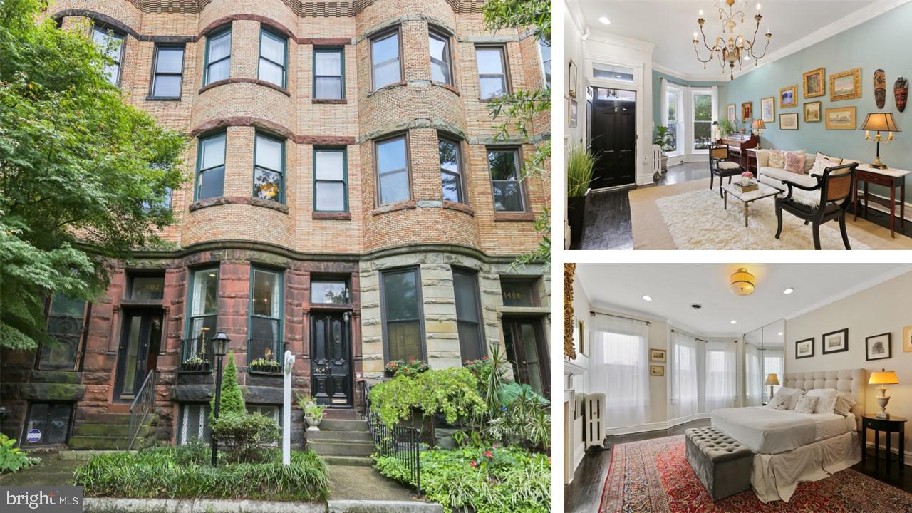 Price reduced on this large Bolton Hill home that features off street parking, backyard, an updated kitchen, and central air. The front garden ushers you to the solid wood double front door, and the vestibule sets the tone for interior of the property. The sitting room is centered by the decorative fireplace, while the lofty ceilings and bow window compliment the original hardwood floors and crown molding. The formal dining room with shadow boxes, crown molding, and built in bookshelves is situated nicely between the living room and kitchen, a perfect setup for entertaining. The updated kitchen features quartz countertops, stainless steel appliances, including a 6 burner Thermador gas cooktop and built in microwave drawer, breakfast nook, and a half bathroom. Upstairs you’ll find 3 bedrooms with a hall bathroom. The front bedroom has tall ceilings, crown molding large windows, and a decorative fireplace. On the top floor, the front bedroom is equally impressive and has a study/ library that could easily be used as a walk in closet. The back bedroom has a private balcony and ensuite marble laden bathroom. The basement offers room for laundry, folding table with built in cabinets, and plenty of space for additional storage. The backyard offers private greenspace while still offering off street parking for 1 vehicle. Close to light rail station (BWI in 40 minutes), Penn Station (MARC train to DC), bus routes, I-83, and bike lanes to points north and south.