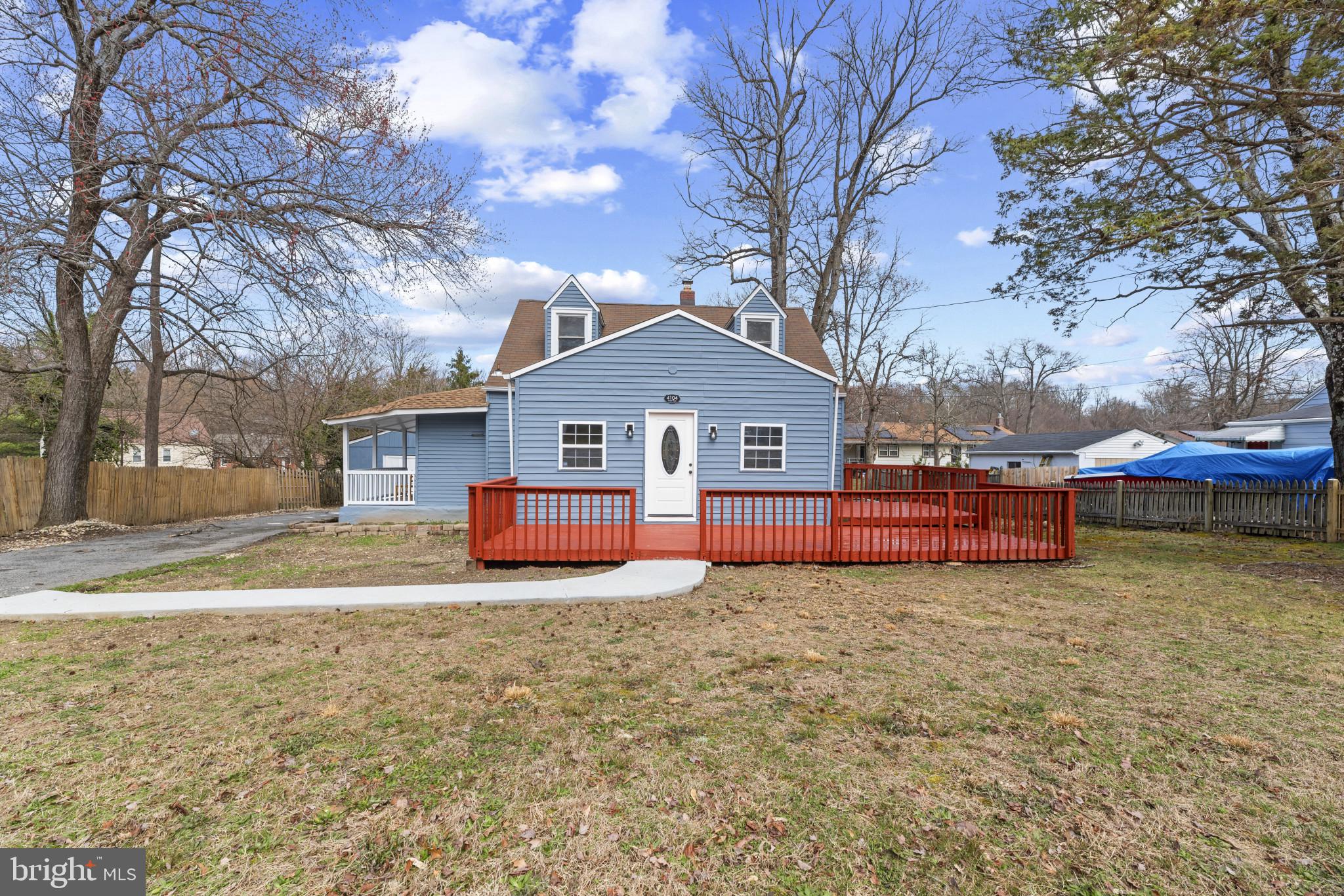 Inviting and updated home tucked away on Maple Road, ideally located just minutes from Joint Base Andrews and major commuter routes. The kitchen features beautiful stone countertops, stylish shaker cabinets, and a tasteful backsplash, creating a functional and attractive gathering space. The living room is enhanced with elegant crown molding, adding a touch of classic charm.
Upstairs, the primary bedroom offers privacy and ample closet space. Both full bathrooms have been recently updated and feature modern tiled walk-in showers. Enjoy outdoor living with a welcoming porch and a large, flat lot that extends to the main road. The detached garage with electrical connection offers excellent flexibility for a workshop, creative space, or additional storage.
