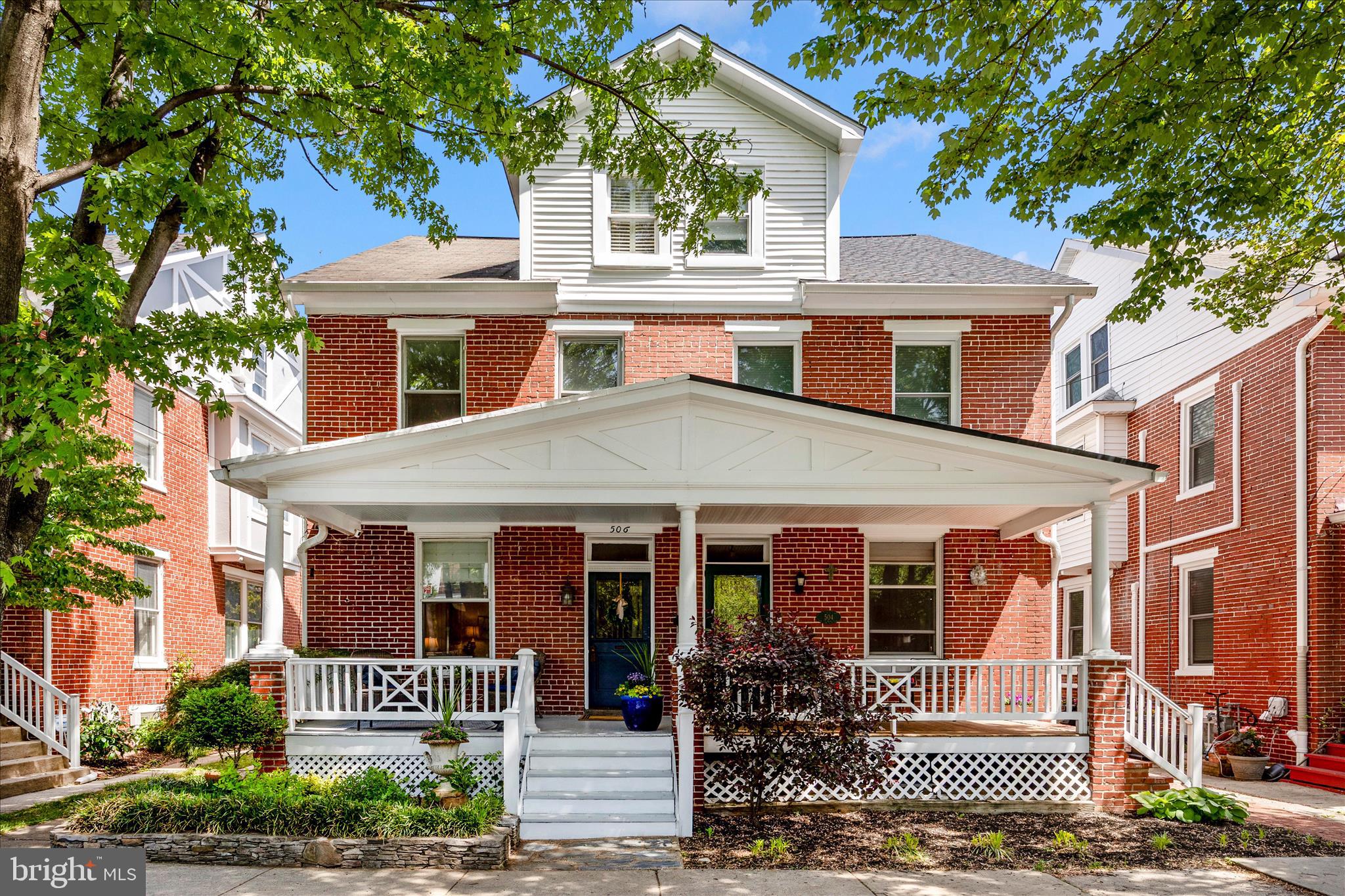 This stunning, beautiful home is in the highly sought-after Hood College/Baker Park neighborhood. The home seamlessly blends historic charm with modern conveniences.  There are so many things to love about this house: four finished levels, cozy front porch, living room with a gas fireplace, spacious dining room with large windows, renovated kitchen with island with seating, stainless steel appliances, floor to ceiling cabinets, first floor half bath, French door, rear yard with extensive hardscape and privacy fence, second level with three bedrooms. One bedroom has a private porch overlooking the rear yard. The third level is the primary suite. The lower level makes a great rec room. Sq ft has been corrected on this listing the tax record is not correct.  The sq ft have been verified by an  appraiser. Come check out this property designed for both comfort and entertaining.