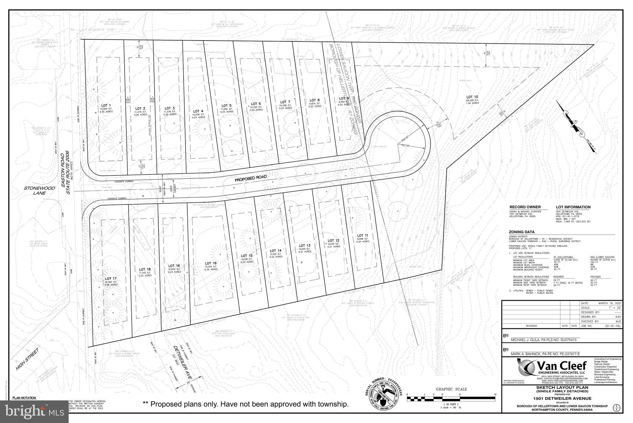 MANY POSSIBILITIES for this 6.71 acre lot in Hellertown Borough. Flat lot with mature surroundings and CONVENIENT LOCATION! Subdivision plans are sketches only. Buyer must verify any zoning or potential uses with township! Parcel currently has a 6,335 sq ft home with inground pool and pool house plus a separate detached 2 unit rental property. Public water & sewer with gas utilities.