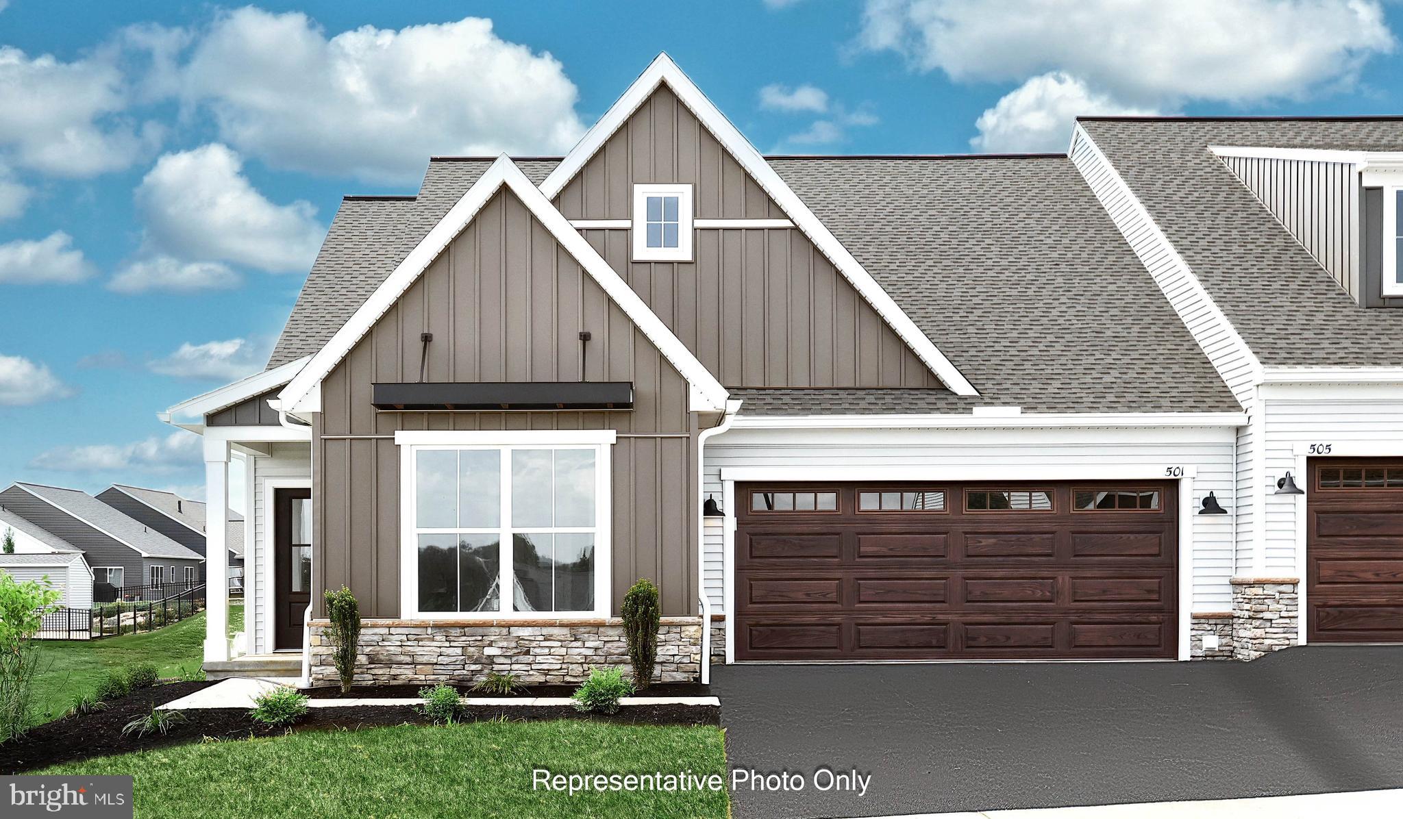 UNDER CONSTRUCTION – AVAILABLE THIS FALL: Landmark’s new duplex at Winding Creek 55+ is a thoughtfully designed 2-story home with 3 bedrooms, 3 full baths, and a 2-car garage with a mudroom entry. The front entry opens to the foyer and secondary bedroom and bathroom, perfect for guests. The kitchen, well-appointed with quartz countertops, a tile backsplash, stainless steel appliances and a large pantry, is adjacent to the dining area and great room to create an open plan. The great room creates a grand first impression with its cathedral ceiling and cozy fireplace with a stone surround. Sliding glass doors in the great room provide access to the composite deck. Tucked quietly to the back of the home, the owner’s suite features an oversized closet and a private bathroom with tile shower. On the second floor there is a loft, 3rd bedroom, full bath, and a finished storage room.