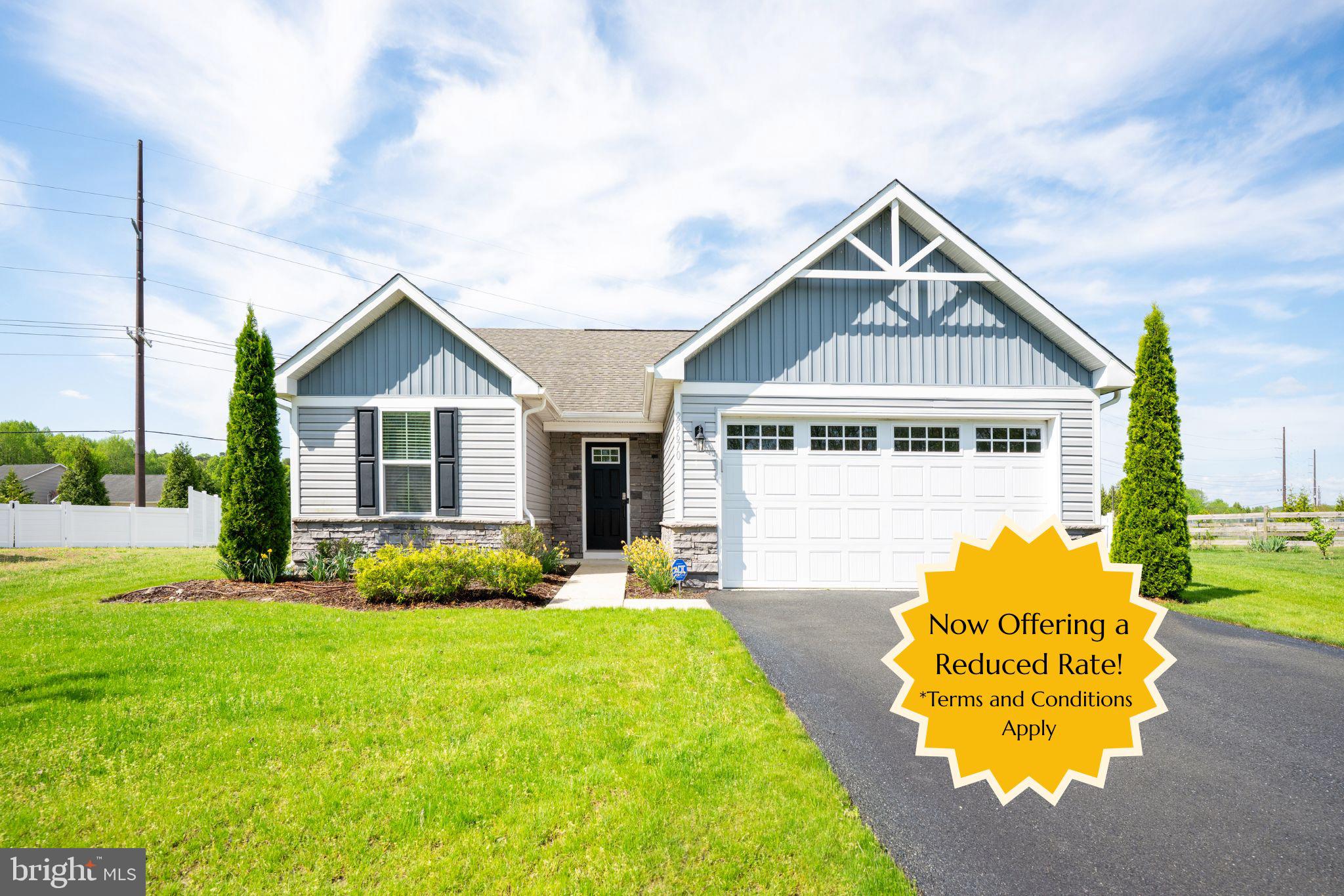 This house comes with a REDUCED RATE as low as 5.875% (APR 6.337%) as of 7/17/2026 through List & Lock™. This is a seller paid rate-buydown that reduces the buyer's interest rate and monthly payment. Terms apply, see disclosures for more information.

**NEW PRICE**Don’t miss this opportunity—homes like this don’t last! Tucked away on a quiet cul-de-sac at the edge of the community, this 3BR/2BA Craftsman-style home offers the ease of one-level living with a setting that feels both private and peaceful. Inside, you’ll find laminate plank flooring, granite countertops, and a spacious kitchen with island that opens to the main living area—perfect for everyday comfort and easy entertaining.

Gently used as a second home, this property shows minimal wear and is truly move-in ready. Step outside to a fenced yard, with irrigation on its own well. With plenty of privacy as the home backs to the edge of the community rather than another row of homes.

With a low HOA that includes a community pool and a highly desirable Milton location, you’re just a short drive to Lewes and Rehoboth Beach while still enjoying a quieter, more relaxed setting. A timeless Craftsman design, a great location, and solid value—schedule your showing before it’s gone!