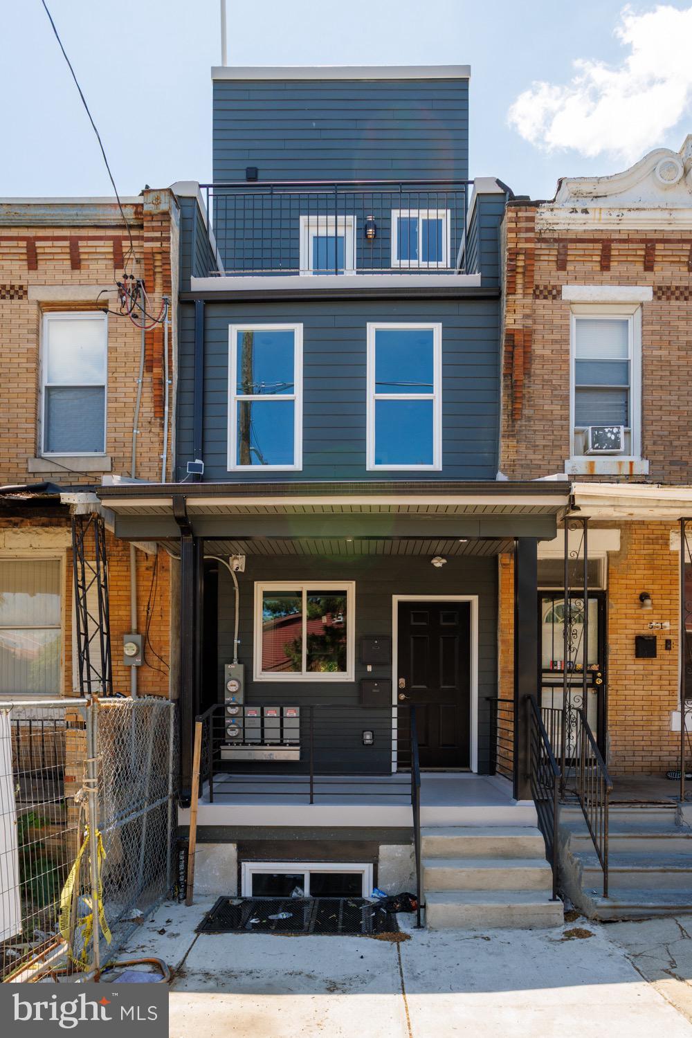 Welcome to 5408 Wyalusing Avenue, a newly constructed duplex located in the Haddington neighborhood of Philadelphia. This modern multi-unit property offers clean design, thoughtful finishes, and multiple outdoor spaces, making it a perfect fit for both investors and house hackers.

The property features a fresh contemporary exterior with gray siding, newer windows, a covered front porch, and private entrances. Inside, both units offer bright, modern layouts with recessed lighting, updated flooring, neutral paint, and clean trim throughout.

Unit 1 features 2 bedrooms and 1 bathroom, offering a comfortable and efficient layout with updated finishes and access to a private rear patio, ideal for outdoor seating, grilling, or entertaining.

Unit 2 features 2 bedrooms and 2 bathrooms, providing a spacious upper-level layout with modern finishes and access to a roof deck, creating additional outdoor living space and neighborhood views.

Both units include modern kitchens with white shaker-style cabinetry, quartz-style countertops with bold black veining, stainless steel appliances, black hardware, and modern black faucets. The bathrooms feature stylish tilework, updated vanities, modern fixtures, and clean contemporary finishes.

With new construction, modern finishes, a rear patio, and roof deck, 5408 Wyalusing Avenue is a solid opportunity for an investor, owner-occupant, or house hacker looking for a move-in-ready duplex in West Philadelphia.