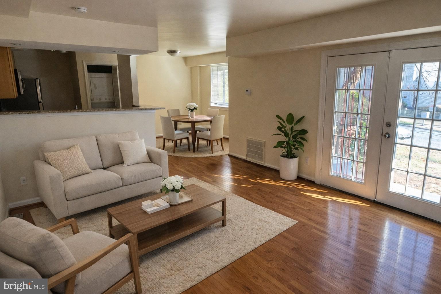 This unit is now Fannie Mae approved! The association is financially strong and offers some of the LOWEST condo dues in Prince George’s County, a meaningful advantage for monthly affordability. Spacious 3BR condo with abundant storage and incredible lighting!  Featuring more than 1,000 sq. ft. of thoughtfully updated space, this unit blends comfort, convenience, and real value.
Inside, hardwood floors and an open living area flow to a functional kitchen with gas appliances. Three true bedrooms — each with generous closet storage — and a full bath with a walk-in shower make everyday life easier. French doors lead to a private balcony that expands your living space outdoors. Central A/C and in-unit laundry round out modern conveniences.
Facing quiet, well-kept single-family homes, the condo delivers privacy and serenity that many buyers seek without higher dues. 
Seller includes a 3-year home warranty and may assist with closing costs.
Owner-occupant buyers only.