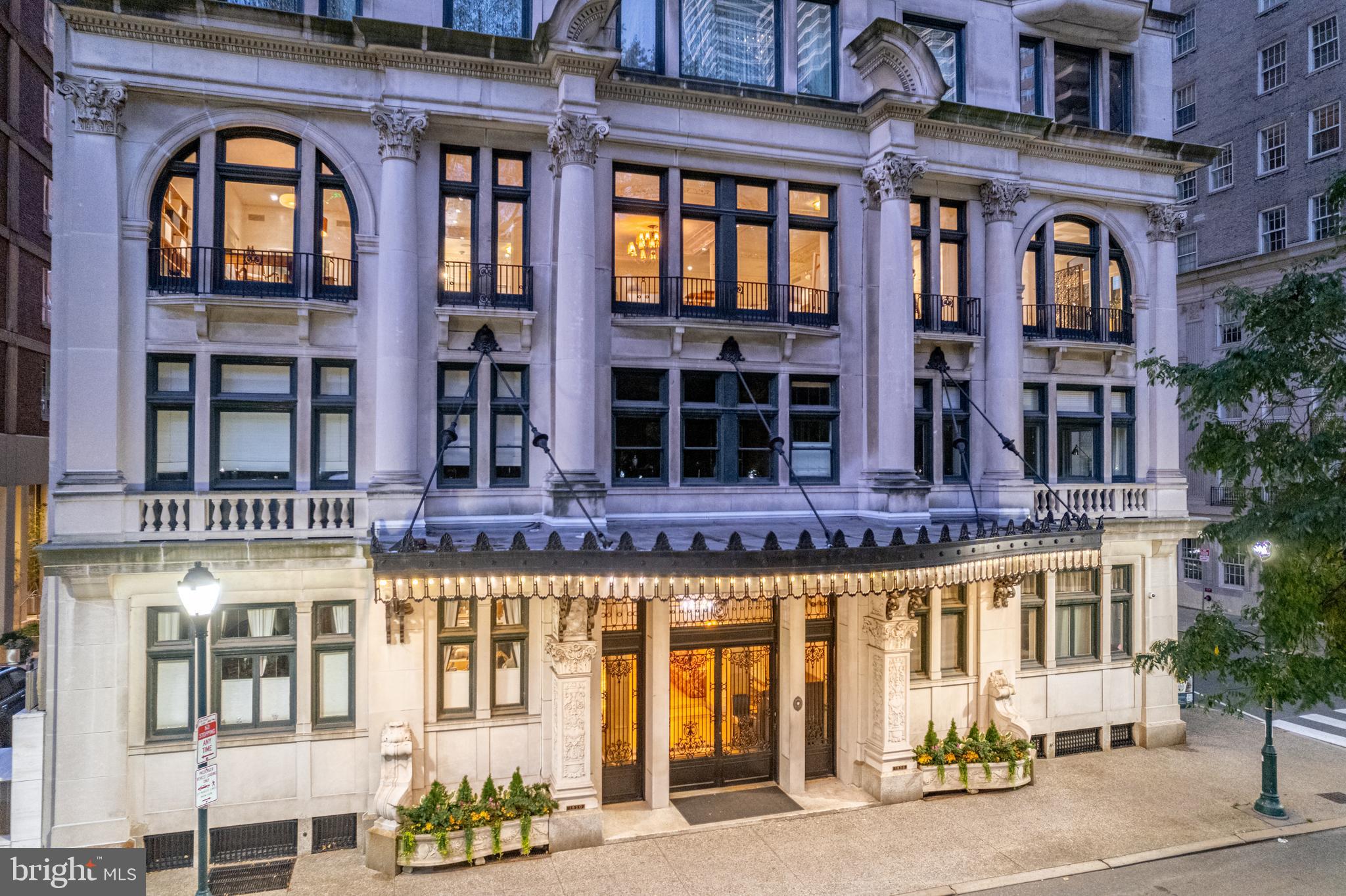 A once-in-a-lifetime opportunity to acquire one of the most beautifully finished and newly completed homes to come available in Philadelphia, possibly ever. Offering unprecedented scale and over 60 feet of park frontage, this residential work of art, overlooking Rittenhouse Square, invites tranquility amidst the most sophisticated and amenity rich area of the city. Gaze over dramatic park views while the gleaming city skyline rises above the treetops and take in meticulously renovated interiors that match the historic Beaux Arts building in both grandeur and scope.

This unrivaled full-floor residence is configured as two combined units artfully designed with exceptional style and luxurious comfort in mind. The Main Residence — a two-bedroom, two-and-a-half-bathroom home with a den, library and great room — overlooks the building’s exquisite entry marquee and lush park vistas. The equally well-appointed two-bedroom, two-bathroom back residence (formerly a ball room) provides sumptuous accommodations for visiting friends and family and serves as an outpost for catering staff during gatherings. The units can be enjoyed combined or separated, as needed, via both an internal hallway and the private foyer on the third floor — the only level of 1830 Rittenhouse featuring iconic floor-to-ceiling arched windows.

Rivaling the most coveted, beautifully curated townhouses of London, New York and Paris, this exclusive park residence melds the privacy and expansiveness of a triple-wide townhome with the ease of single-level living and the security and amenities of a full-service luxury condominium. Explore this home, and you’ll discover elevated finishes and design wrought with the highest level of quality and bespoke craftsmanship. Every detail is the culmination of the finest materials, finishing techniques and restored vintage antiques executed by hand under the direction of world-class local artisans. While what you see is entirely new, every detail has been crafted to convey the elegance of a bygone era and cater to the demands of contemporary living.

The Main Residence delivers the ambiance of airy indoor-outdoor living, thanks to floor-to-ceiling arched windows that open to romantic Juliet balconies overlooking the Square at treetop level. Not a single residence on the Square can match the panoramic and elegant park outlooks found here. The Main Residence has bold columns, and tray ceilings and ornate Scagliola plasterwork soar 10 feet above beautiful custom American white oak floors. Painstakingly applied handmade wallpapers and Venetian plaster flow throughout the home, while four individually unique gas fireplaces add warmth and visual interest. The masterful gourmet European white-oak kitchen exceeds every expectation with a custom Officine Gullo island centerpiece topped by a Louis Vuitton-inspired hood. Serene bedrooms and spa baths rival the world’s best luxury hotel suites, including an incomparable primary bedroom suite filled with handcrafted wood detailing, fabric walls and a tranquil spa bathroom anchored by a historic bathtub and slab marble walls. The enviable boutique-inspired closet is like nothing you’ve seen, thanks to carefully planned illuminated interiors and doors crafted from exquisite antique windows procured from the Paris Flea market and professionally restored locally.

All-new systems complete this one-of-a-kind, tastefully understated turnkey sanctuary. Nestled along the south side of Rittenhouse Square, 1830 has unsurpassed stature in Philadelphia’s landscape. Designed by Philadelphia architect Frederick Webber in 1912, this grand dame is widely considered one of the finest examples of classical French architecture in the region. Today, residents of the intimate building enjoy full-time doorman and elevator operator service. A residence of unparalleled distinction awaits on the Square.
