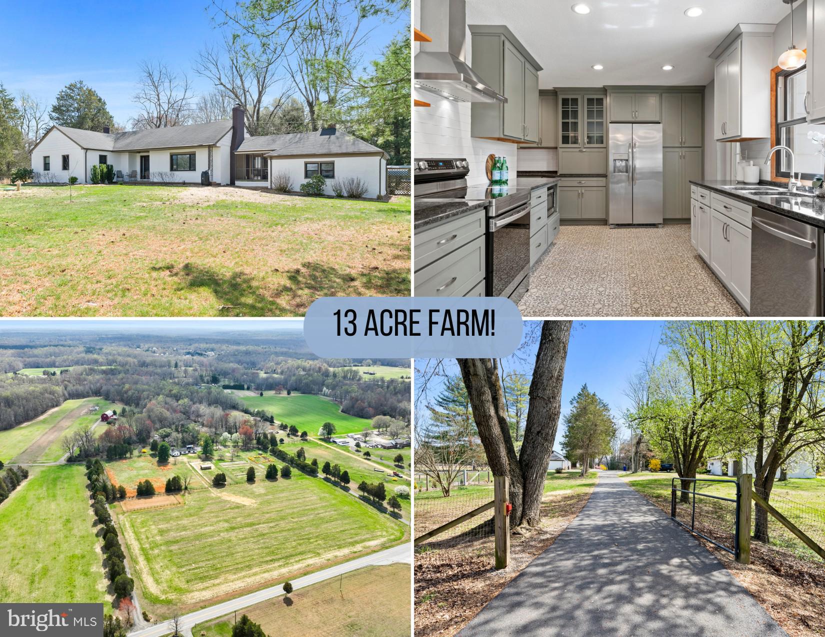 Welcome to nearly 13 acres of pure country bliss! This tastefully updated 3,200 sq ft all-brick rambler with a finished basement offers everything you need for a tranquil, yet productive farming & gardening lifestyle! Step onto 1.5 acres of irrigated, fenced farmland, lined with flowers, shrubs, perennials, herbs, annuals, and upcoming cultivation already in progress. Equipped with 6 water spigots, it's a gardener's dream! Plus, an enclosed riding ring AND an additional 2-acre fenced pasture with a run-in shed—perfect for horses, goats, chickens, or whatever your farming goals may be. The property also boasts a large detached garage with solar panels, which has four bays and tons of storage space. Inside you’ll find an updated kitchen with stainless steel appliances, granite countertops, backsplash, recessed lights and a table area. The family room off the kitchen features a cozy wood-burning stove ands tons of natural lighting. The main level also includes a primary bedroom with two closets, two additional nicely sized bedrooms, an updated hallway bathroom, and a spacious sunroom/laundry room. The finished basement provides an open rec room with a wood-burning fireplace, a full bathroom, and an unfinished workshop/storage room. Recent updates include… new septic system, interior & exterior paint, carpet, and remodeled bathroom (2024), run-in shed (2016), new roofs on main house & detached garage (2015), complete kitchen remodel (2021), windows & doors all replaced (2021), irrigation lines, field pumps, and well-pump (2023–2024)… and even more! Don’t miss your chance to get in the door at this home. All that’s left to do is move in and enjoy your new life on the farm!