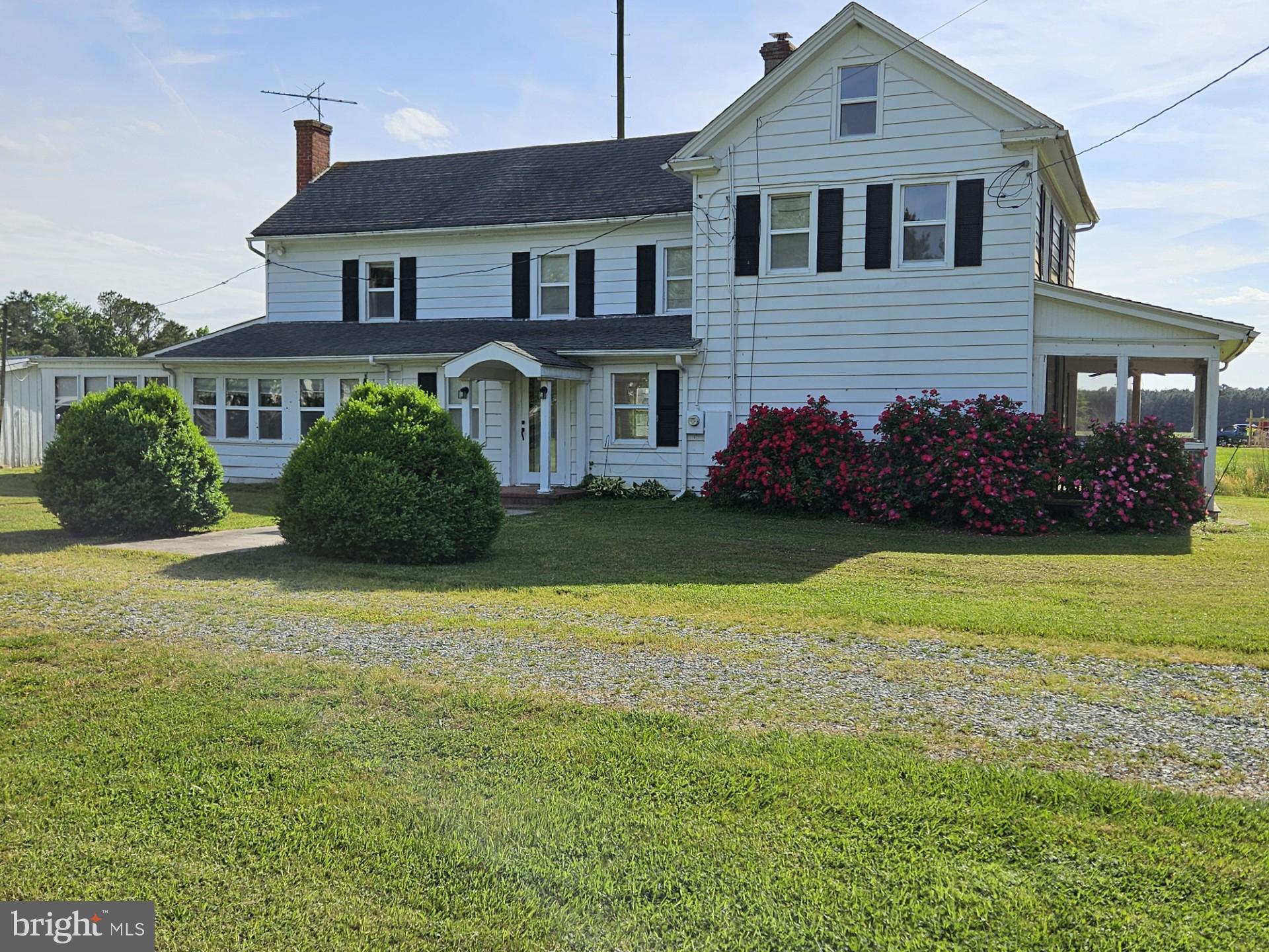 Enjoy tranquil Eastern Shore living in this 3 bedroom, 2 bath Farmhouse situated on 1.36 acres. This home features a large eat-in kitchen with newer appliances, living room with built-in bookcase, fireplace and new vinyl plank flooring. 2 zone heating and air, first floor bedroom, full bath. There are 2 additional bedrooms on the 2nd floor along with an office area, cedar closet and full bath. Stepping outside you will find a large storage shed and the ABSOLUTELY AMAZING detached garage/workshop consisting of approx. 800 sq.ft. that has been recently remodeled to include: vinyl plank flooring, mini-split heating and air system, 2 fully insulated garage doors, new windows, separate toilet, kitchen sink and cabinets- one can only imagine the numerous uses and possibilities for this fantastic building you have to see to appreciate. Property is being sold in "AS IS" condition.