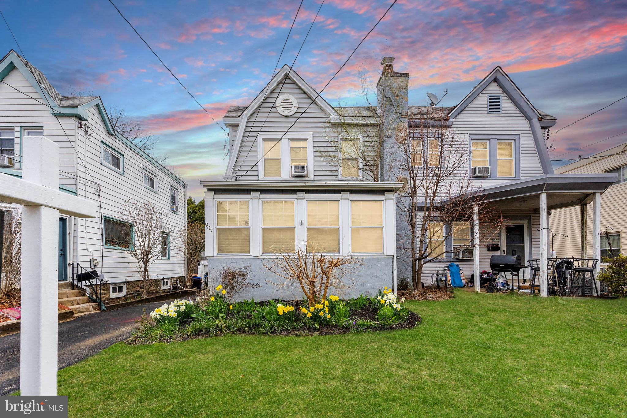WOW. Take a look at this gorgeous 3 bed 1 bath twin style home for sale in Drexel Hill.  Out-front this home has beautiful curb appeal with a shared driveway and access to the 1 car detached garage. On the main floor of the home there is a finished porch area with slate tile floor, living room, dining room and kitchen. The living room and dining room have beautiful refinished hardwood flooring. The kitchen boasts tons of cabinet space. Upstairs are 3 bedrooms and a full bathroom with tile shower surround. The basement is partially finished with an extra living room and a laundry room. Outback is a fenced back yard with a large deck area and garden beds. This home is priced to sell so make your appointment today before the sign reads SOLD.