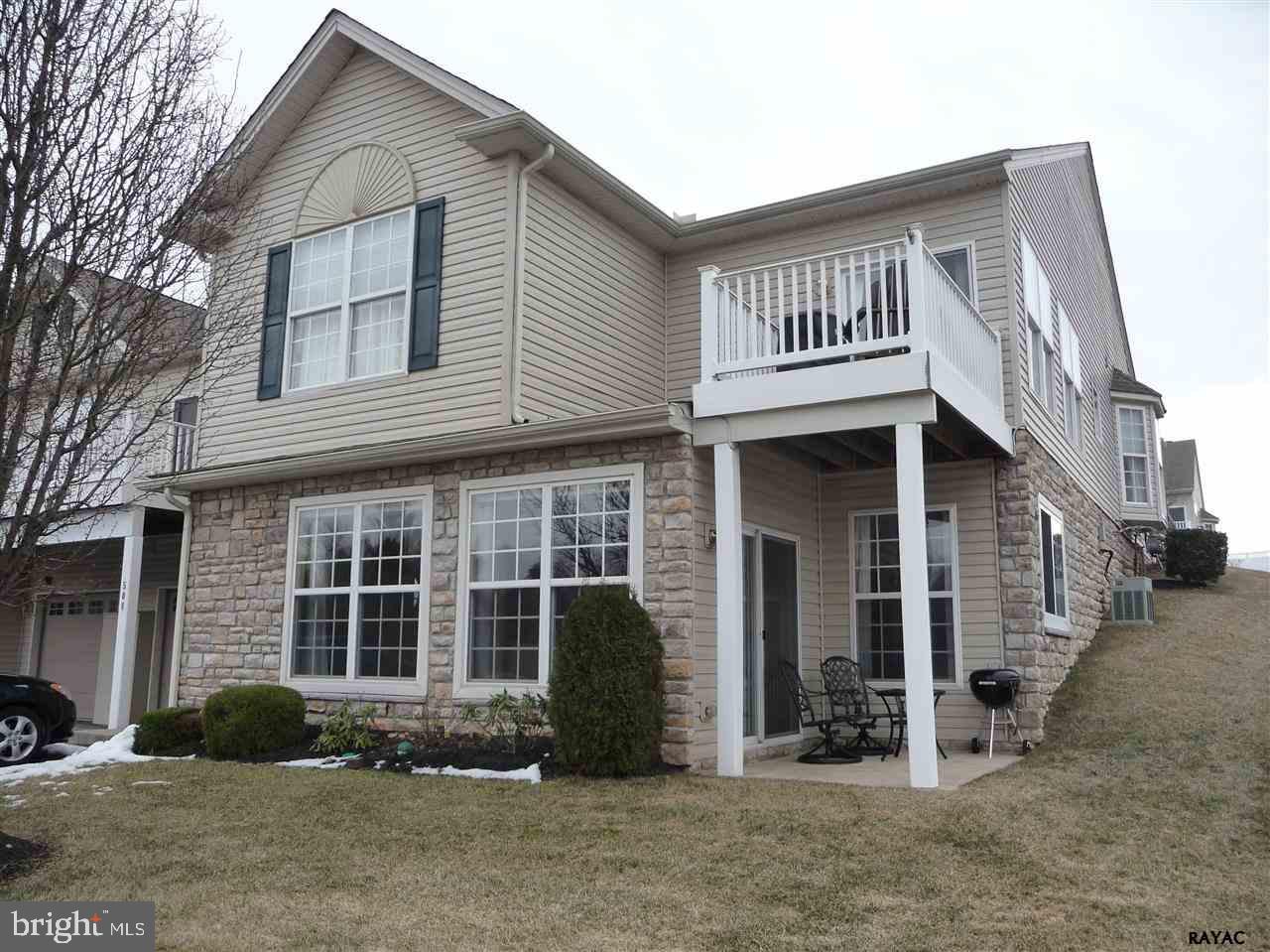 End of group "Charles" model. 1 car garage. Walking distance to library. Shopping nearby. Community center with exercise & party room. Outside landscaping, maintenance & snow removal is included in the monthly Condo fee.  5 minutes to  I-83 for easy commute N or S. Move-in condition. Many upgrades. All appliances convey. Great country view out front window.