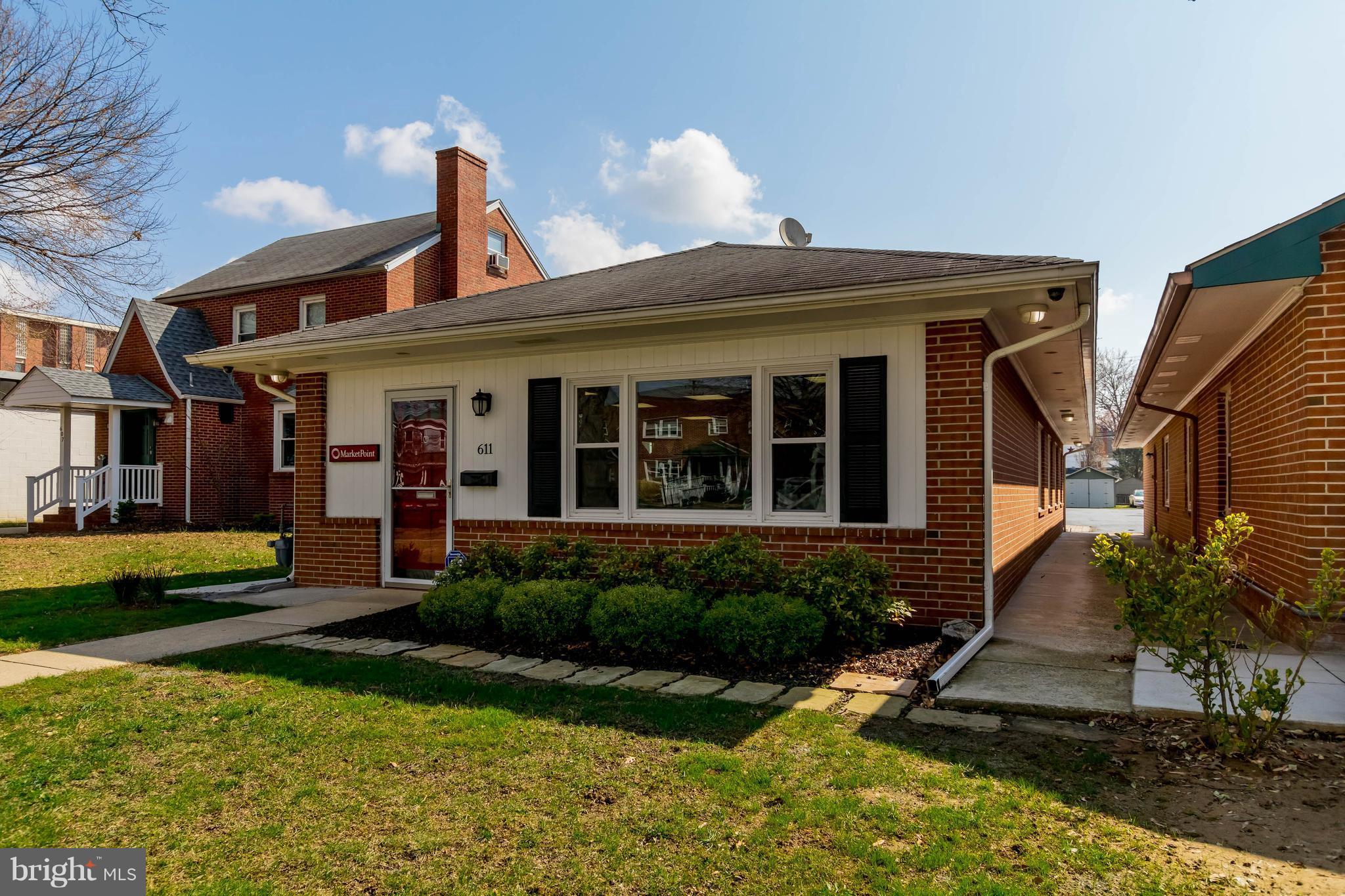 Fabulous move-in ready commercial property in prime loc'n 3 doors from Harford Memorial Hospital. Conf area 2 offices, 3 cubicles, small kitchen, 1 full & 1 half bath.  Recent renovations incl HVAC, elec, light'g, windows, network wiring w 13 drops. Lev lot w park'g behind. Shed as-is. Available immed. Window treatmnts & some furnishings convey. At grade entrance. Zoned RO. 3 blocks to Tidings Pk.
