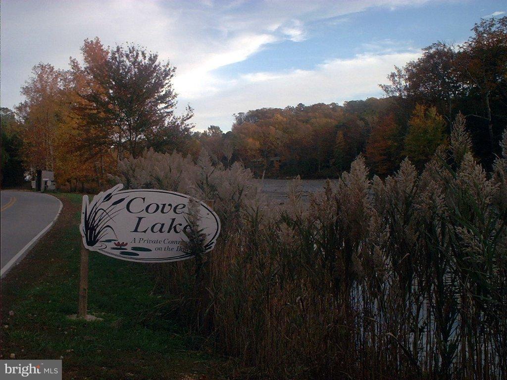 Private Beach Community with almost 1/2 acre lot overlooking Cove Lake (fresh water)  Five hundred feet from property down a beautiful tree lined private road is the community beach on the Chesapeake Bay which includes a gazebo, picnic table area and boat ramp.  Lot has perc and ready to build.  Bring your plans and build your dream home.