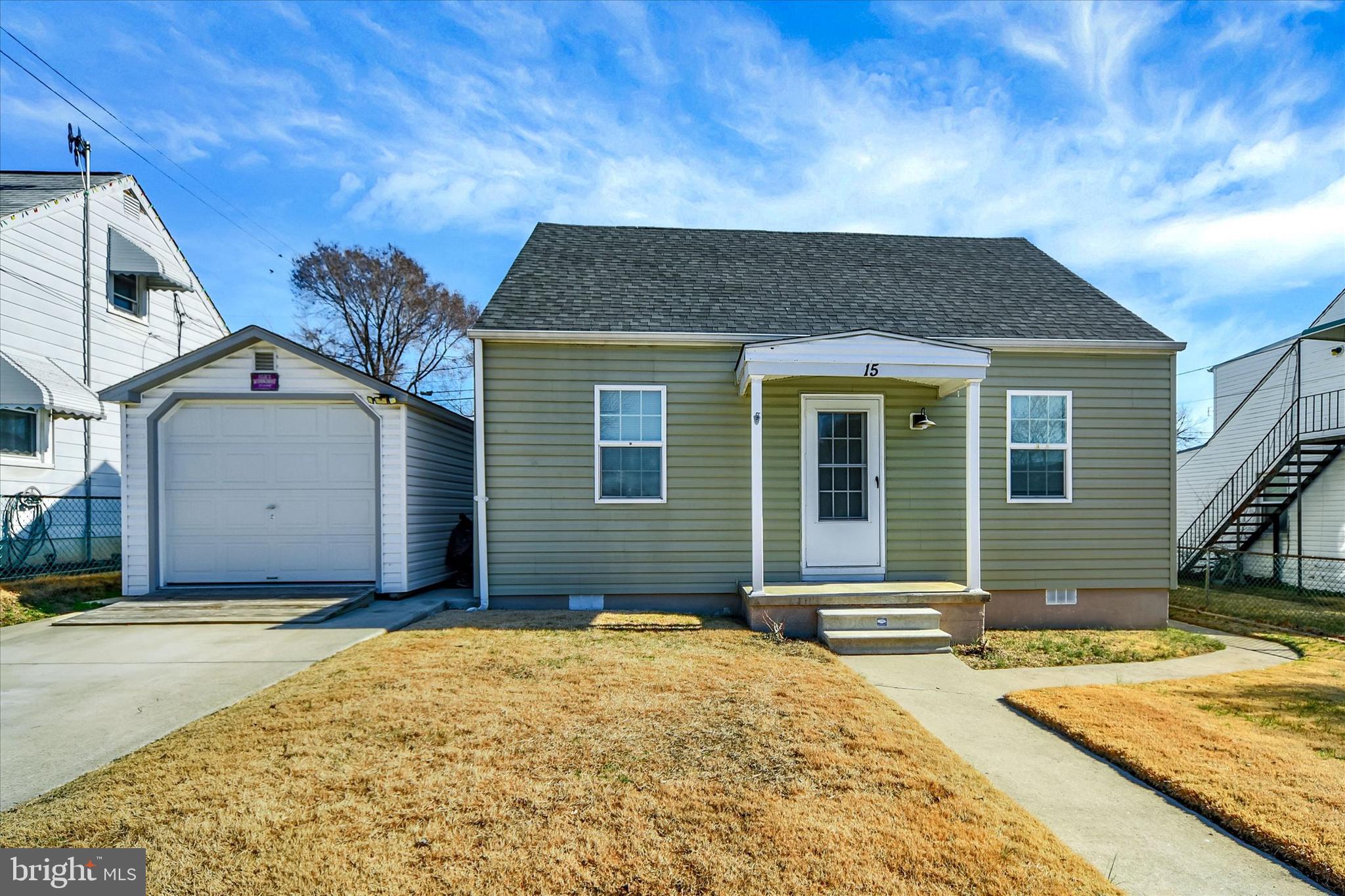 ****BACK TO ACTIVE  WITH LOWER PRICE- BUYER FINANCING FELL THROUGH     Welcome to 15 Terrace Road, a well-maintained 3-bedroom, 1-bath cape cod offering a smart layout, quality updates, and standout features at an approachable price point.

The main living area is bright and open with durable flooring throughout, flowing naturally into a nicely appointed kitchen complete with granite countertops, gas cooking, stainless steel appliances, built-in microwave, dishwasher, and refrigerator — all included. The seamless connection to the dining area makes everyday living and entertaining a breeze.

Two bedrooms on the main level offer comfortable accommodations with carpet and window treatments, serviced by an updated full bath with modern vanity and ceramic tile tub/shower combo. A hallway closet provides convenient additional storage. Upstairs, the third bedroom is a flexible bonus space — ideal as a home office, guest room, or hobby room — featuring recessed lighting and a clean, updated finish.

Main-level laundry with stackable washer and dryer conveys with the home, adding everyday convenience.

Outside, enjoy a fully fenced backyard with patio and porch — great for pets, entertaining, or simply unwinding.  A beautiful peach tree that just matured is ready to offer you her bounty.  The detached garage offers front and rear access for extra parking and storage, plus a concrete driveway and available street parking.

Commuters will appreciate easy access to I-695 and Eastern Boulevard, with a quick shot to downtown Baltimore, BWI, and all the shopping and dining you need nearby.