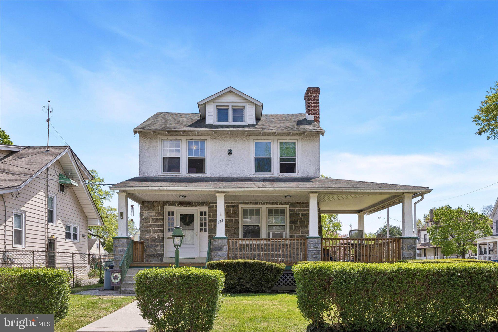 Charming and beautifully maintained, this classic Prospect Park home offers the perfect blend of character, comfort, and space! Welcome to 822 14th Avenue—a warm and inviting 3-bedroom, 1.5-bath home featuring timeless stone exterior details, a large covered front porch, and excellent curb appeal.

Step inside to find gleaming hardwood floors, a bright and spacious living room with a stunning stone fireplace, and abundant natural light throughout. The open flow creates a welcoming atmosphere perfect for both everyday living and entertaining. The formal dining area and adjoining spaces offer flexibility for hosting family gatherings or creating a cozy work-from-home setup.

A thoughtfully designed rear addition expands the home’s living space, offering the perfect bonus family room, den, or playroom complete with built-in shelves for added charm and functionality. This extra living area provides even more room to spread out and make the home your own.

The expansive wraparound porch provides the perfect place to relax with your morning coffee or unwind in the evening, while the well-kept yard adds outdoor space for gardening, play, or pets. Upstairs, generously sized bedrooms provide comfort and charm, while the home’s thoughtful layout offers both functionality and privacy.

Perfectly situated directly across from a park featuring tennis courts, ball fields, and a playground, this location is ideal for active lifestyles and growing families. Nestled on a quiet dead-end street with very little traffic, the setting offers both peace of mind and a true neighborhood feel.

Conveniently located in the heart of Prospect Park, you’ll enjoy easy access to local shops, dining, schools, and major commuting routes including I-95, Route 420, and Philadelphia International Airport.

A wonderful opportunity to own a character-filled home in a desirable neighborhood—schedule your private showing today!
