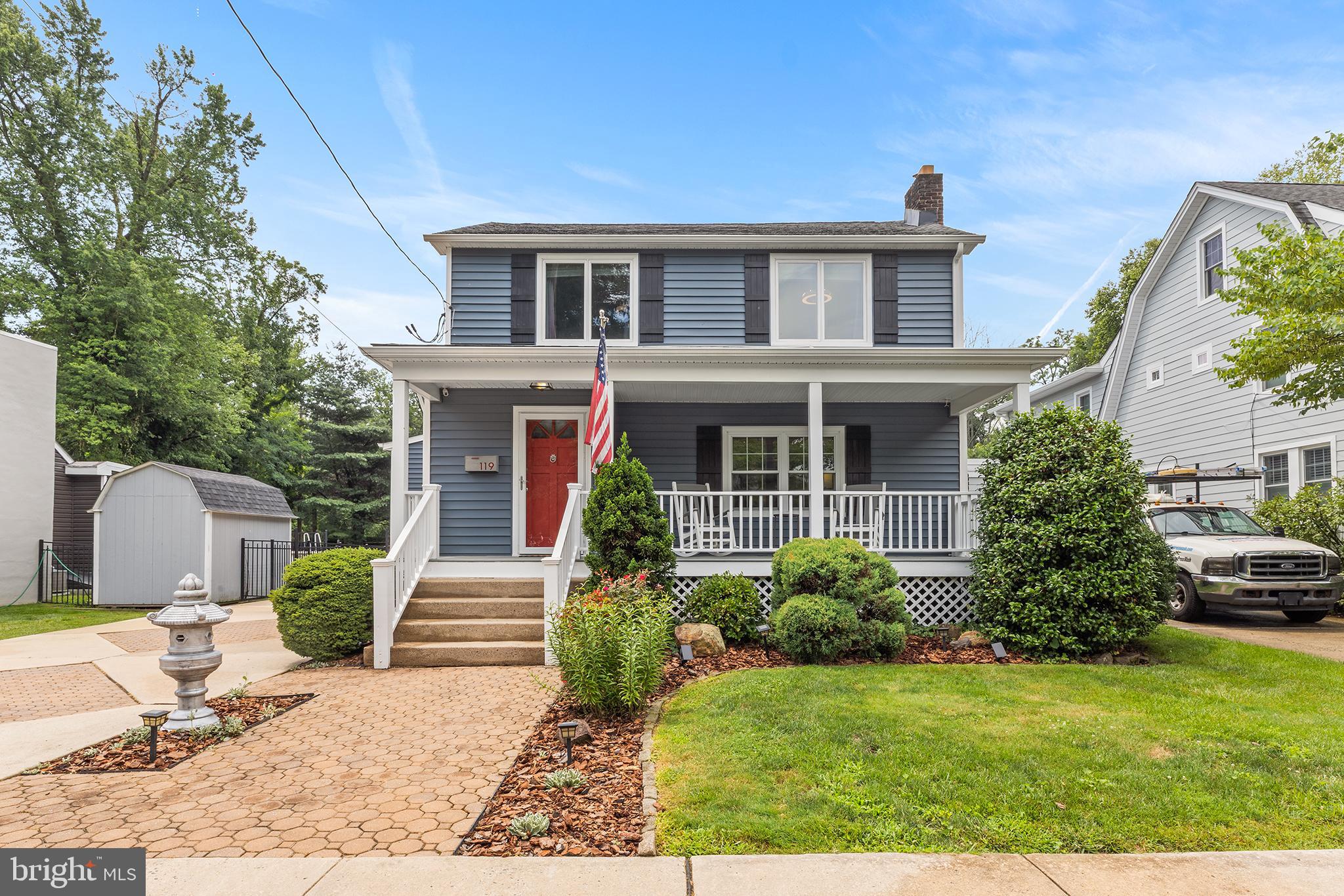 Welcome to 119 Pennsylvania Ave — a beautifully updated 4 bed, 2.5 bath home perfectly situated in the heart of Yardley Borough, offering a rare blend of charm, modern comfort, and unmatched access to nature and town.  Backing directly to Delaware Canal State Park, this home delivers a lifestyle that’s hard to find: step out your back gate and onto the canal towpath for morning runs, dog walks, bike rides, fishing, or peaceful strolls into town to enjoy Yardley’s beloved shops and restaurants. Great blue herons, turtles, and serene water views become part of your everyday backdrop.  The home’s curb appeal shines with a cement and paver extra wide driveway, and paver walkway leading to a covered front porch. Inside, the main level features hardwood floors and a warm, welcoming flow. The living room is anchored by a woodburning fireplace with new mantel and stone surround, and opens seamlessly to the formal dining room. This versatile space is currently used as a playroom, and would make a wonderful home office as well.  French doors connect the dining room to the bright and spacious great room which houses the modern kitchen, informal dining area, and family room. The perfect open floor plan for entertaining.  The great room is filled with natural light thanks to a wall of windows and French doors that open up to the large deck overlooking the deep fenced backyard and canal. The bright, spacious kitchen features new granite counters, new backsplash, stainless steel appliances (including new refrigerator), and a large island. A decorative fireplace adds cozy character to the great room.  The newly renovated half bath and laundry room with newer washer and dryer complete the main level.  Upstairs, the primary suite offers gorgeous views of the backyard and canal, ample closet space, and a beautifully renovated bathroom with a walk‑in shower. Three additional bedrooms share a hall bath with a new vanity.  The daylight basement includes a waterproofing system and provides fantastic bonus space ideal for a home gym, playroom, or whatever suits your needs. The attached 1‑car garage with high ceilings offers an abundance of storage.  Additional major upgrades include: New Roof, New Siding, Conversion to Natural Gas, New High‑Efficiency HVAC, New Central Air, and New Electric Panel with Electric Car Charger Installed.  With its unbeatable location, modern updates, and the unique experience of living along the Delaware Canal, this home offers a lifestyle that’s truly special.  Enjoy the best of Yardley living with easy access to the Farmers Market, Music Off Main concerts in Buttonwood Park, holiday parades, Harvest Day, Lake Afton, and all the charm of a vibrant river town, including kayaking and boating on the Delaware River.  You will love life in this Yardley Borough home.