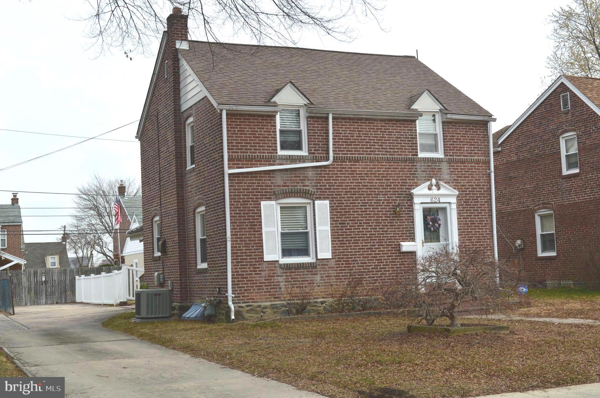 Come to view this lovely brick cape cod located on one of the prettiest streets in Leedom Estates. This home has updates within approximately 10 years; roof, heater, air conditioner, water heater, and refrigerator. Enter the home into the living room with crown molding, follow back to the two-story addition to find the den. The den area includes a convenient and spacious powder room, Ceiling Fan, split system, and an exit to the rear brick patio with a "Sunsetter Awning,” offering shade while you enjoy relaxing in the fenced-in rear yard. From the living room you will follow to the dining room with a chair rail and crown molding. Enter the eat-in kitchen with a gas range, pantry, and exit door to the driveway with 2-car parking. The upper level has three spacious bedrooms. The back bedroom has a double closet and a single closet along with a built-in bookcase. There is a linen closet in hallway, full bath with a two-year new walk-in shower with bench seating, and spacious bedrooms all with Ceiling Fans. The basement has a sump pump. This estate is being sold in As-Is condition; the estate will not perform any repairs.