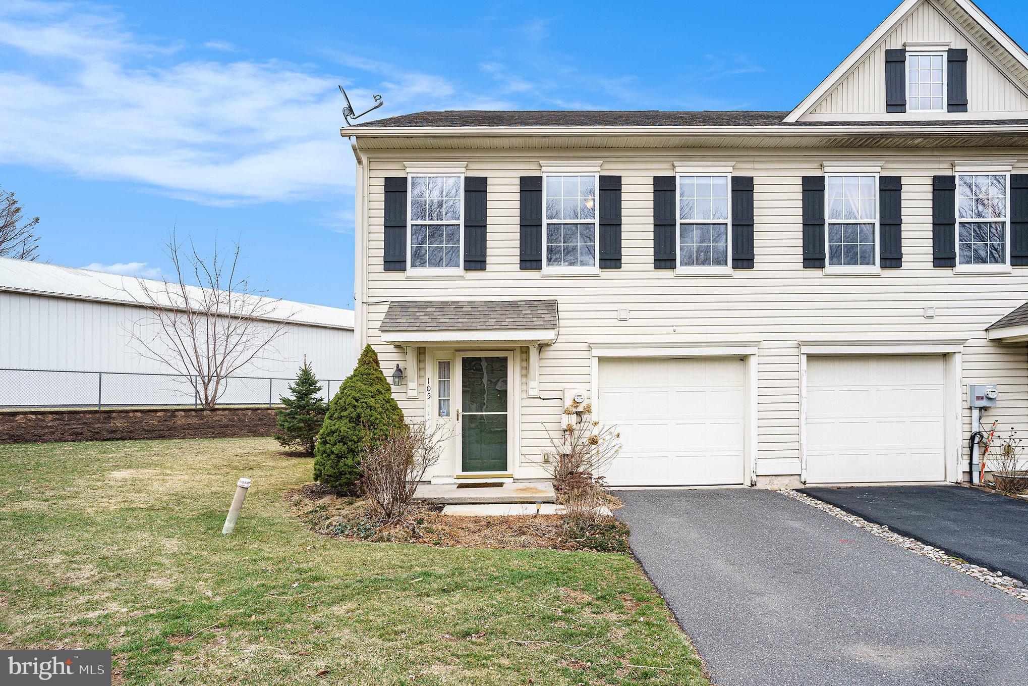 Discover the perfect blend of comfort and convenience in this spacious 3-bedroom (plus bonus room!), 2.5-bath end-unit townhome in the desirable Red Oak Farms community. This beautifully designed home welcomes you with a bright foyer and an open floor plan, creating a seamless flow between the kitchen, living, and dining areas. Large windows and a sliding glass door fill the space with natural light, while recessed lighting enhances the modern feel. The kitchen boasts stainless steel appliances, complementing the 42 in cabinets which provide maximum storage space. A convenient half bath and inside access to the one-car garage complete the first floor. The attached garage includes a hidden pull-down screen door, allowing you to transform it into a flexible indoor-outdoor space. Upstairs, you'll find two well-appointed bedrooms, each offering ample closet space, and a shared full hall bath. The primary suite is a true retreat, featuring a large walk-in closet, private ensuite bath, and exclusive access to the versatile loft—perfect as a home office, nursery, fourth bedroom, or bonus space. A second-floor laundry closet adds to the home's convenience. Ideally located just off Route 322, this home offers quick access to major roadways, shopping, dining, and more. Don’t miss the opportunity to make this inviting home yours—schedule a showing today!