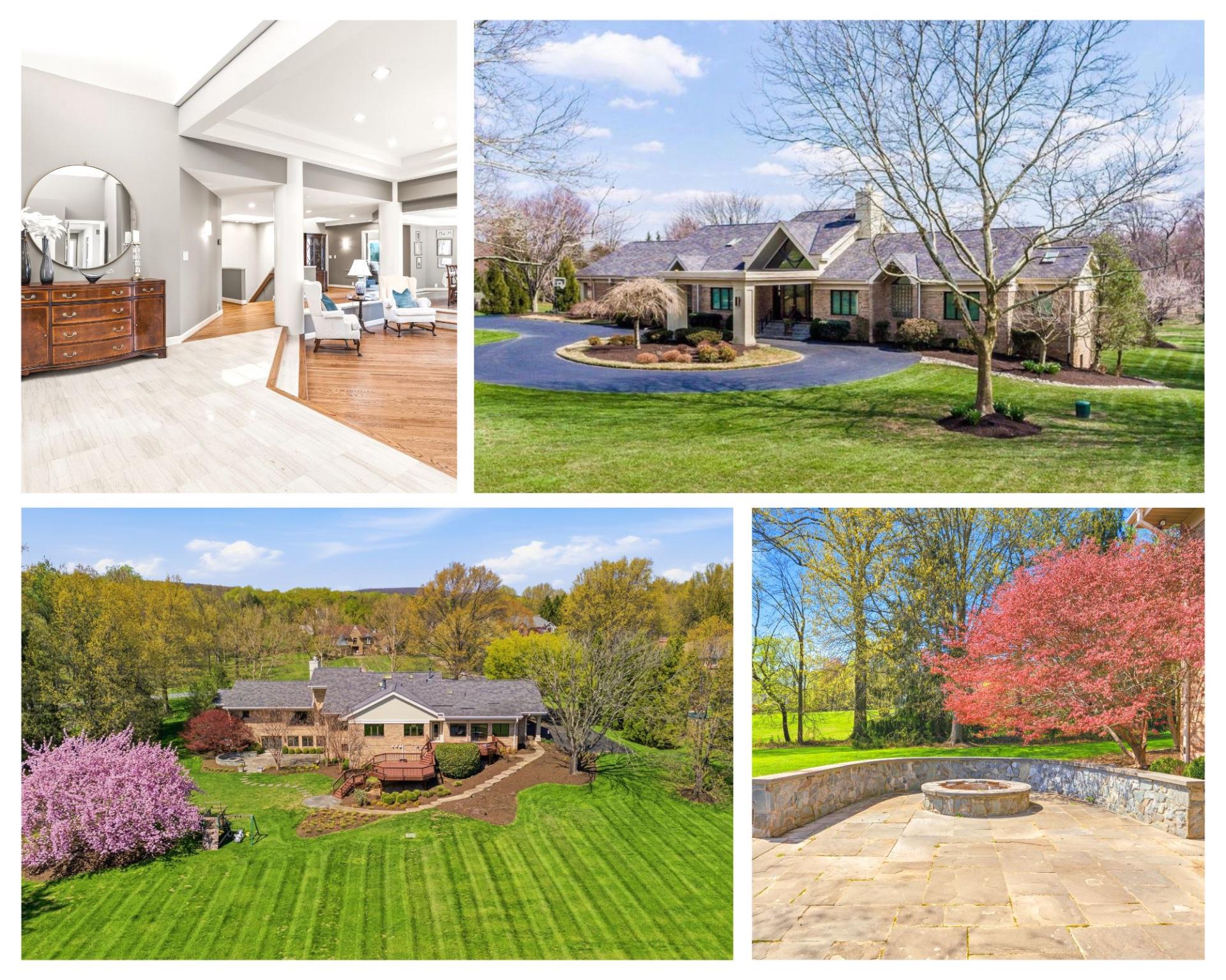 Experience the pinnacle of luxury living in this extraordinary custom brick contemporary home, offering nearly 8,500 square feet of finished space on a breathtaking 2.22-acre lot with stunning mountain views.

Nestled within the coveted White Flint Springs community, this property offers an exceptional blend of privacy, prestige, and natural beauty - just minutes to downtown Frederick, major commuter routes, and best of all, NO CITY TAXES. Surrounded by mature and flowering trees with lush, custom landscaping, the setting is complemented by a circular driveway, three-car garage, and exceptional outdoor living spaces including a multi-level deck and slate patio with a custom fire pit - perfect for entertaining.

Inside, a stunning marble entryway welcomes you into an elegant yet inviting interior featuring a sunken formal sitting room, an open-concept layout, and a gracious formal dining room adorned with tray ceilings. The main level showcases soaring cathedral ceilings in the family room and gourmet kitchen, where expansive spaces and thoughtful design create the ideal setting for both daily living and hosting. A tiled all-season room, bathed in natural light, opens seamlessly to the deck and expansive backyard oasis - perfect for taking in the surrounding mountain views.

Designed for ultimate convenience, the main level offers true one-level living with two additional bedrooms, each with its own private full bath, as well as two half baths for guests. A spacious laundry room with brand new washer and dryer adds everyday ease. The luxurious primary suite is a private retreat, complete with a large sitting area, separate sleeping quarters, a custom walk-in closet, and private balcony access. The spa-inspired bath features heated floors, marble finishes, dual vanities, a soaking tub, and a large glass-enclosed shower.

The walk-out lower level is truly a home of its own, offering incredible flexibility with three separate access points from the main level. Highlights include a full in-law or au pair suite with a large bedroom, full bath, and full kitchen with stainless steel appliances. Additional spaces include a sprawling family room and exercise area, another generously sized bedroom with a full bath, a sauna, steam shower, cedar closet, and abundant storage throughout. Step outside to the beautifully designed slate patio with built-in seating and fire pit for year-round enjoyment.

This meticulously maintained home features numerous recent upgrades, including dual HVAC systems, newer hot water heaters, a newer well pump, and a water filtration system - all routinely serviced for peace of mind. With four gas fireplaces adding warmth and sophistication throughout, this one-of-a-kind residence perfectly blends timeless elegance with modern comfort in one of Frederick's most desirable communities.