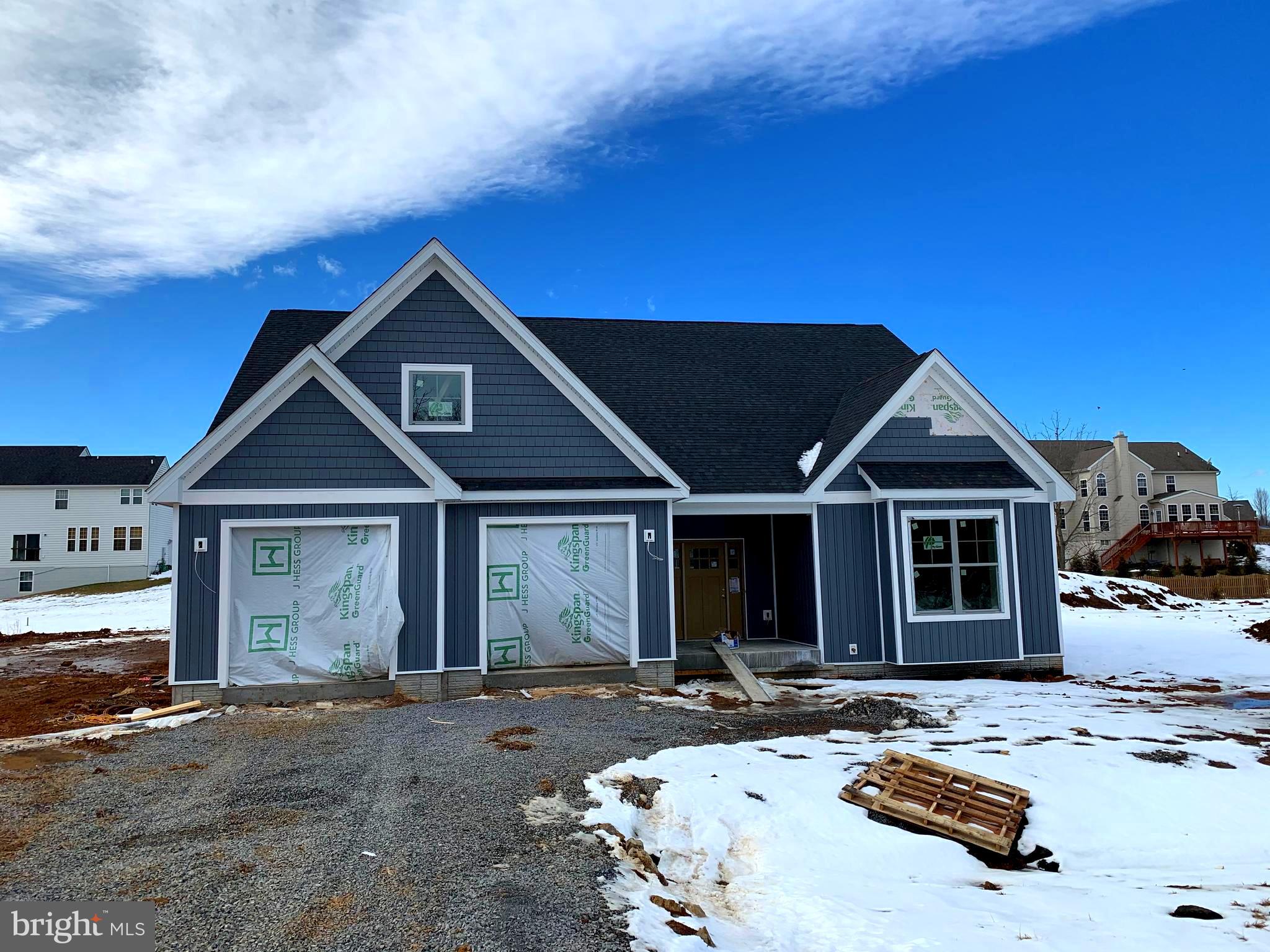 UNDER CONSTRUCTION IN UPSCALE NEIGHBORHOOD ON A 0.54 ACRE LOT. COMPLETION ANTICIPATED IN MID MAY. Open floor plan rancher on a full basement with two car garage. Features include: Large Great Room with cathedral ceiling / Spacious Kitchen with stainless steel appliances, granite counters,  island, pantry and bumped out Morning Room / Master Suite with walk in closet / Master Bath with ceramic shower/ Full Basement with roughed in plumbing for a future full bath.