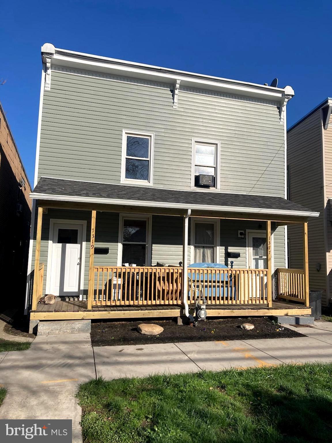 Updated duplex, one unit just completed renovations including refinishing flooring, new kitchen and bath, new exterior siding, exterior doors and painting.  2nd side has been updated somewhat and currently leased on a month to month agreement.  Both sides have 1,238 sf to offer, #1317 includes 3 bedrooms and one bath and is vacant.  #1319 has 2 bedrooms, bonus area and 1 bath currently rented at $600 monthly with tenant paying utilities. Both units have new electrical entrance and panel boxes.  24 notice to tour rented side please.