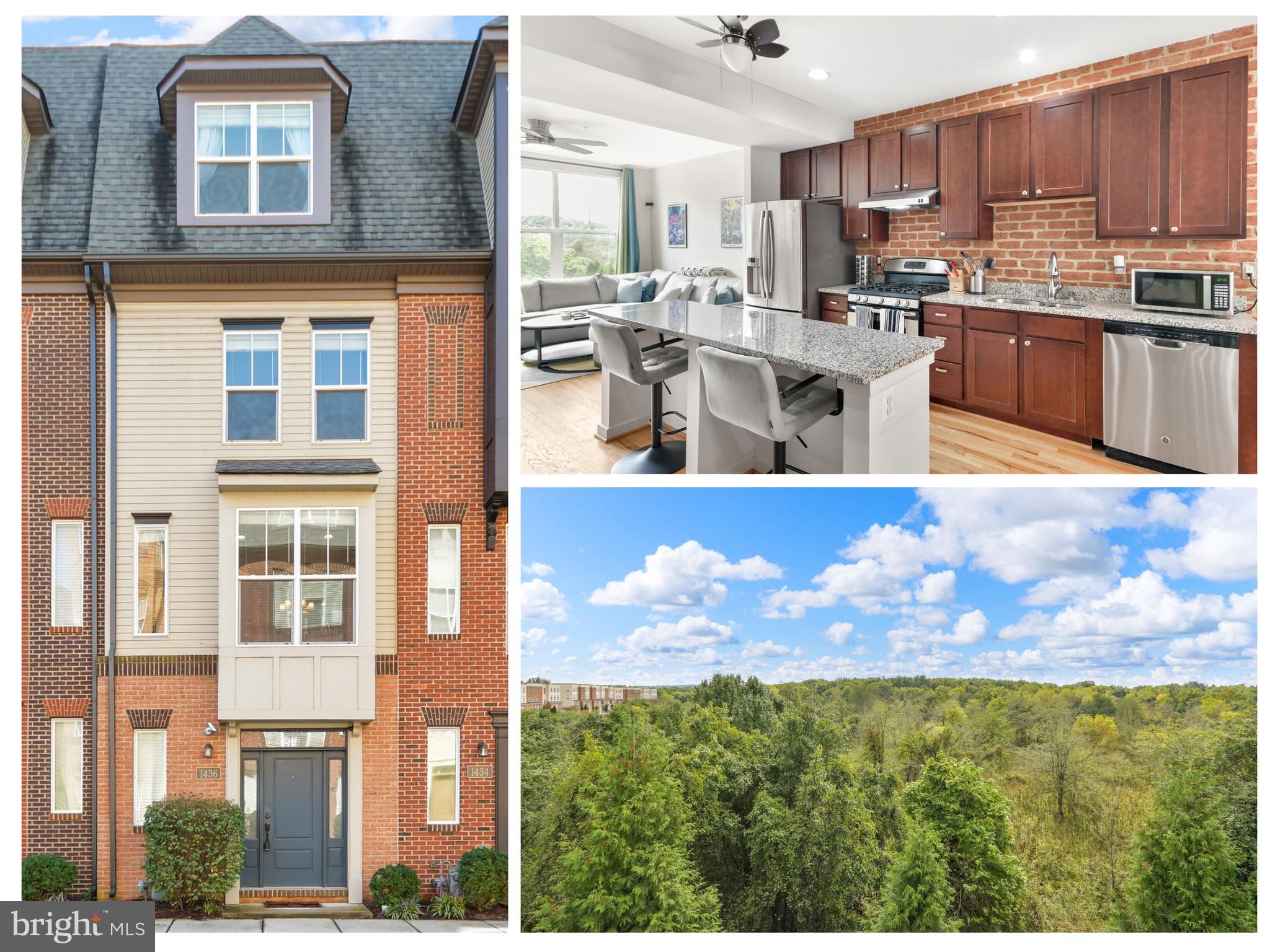 Modern luxury living at it's finest! Protected views span from this gorgeous townhome overlooking forest.  A dreamy primary suite, with private terrace, ample closet space and a spa like bathroom with separate shower, bathtub and double sinks,  Natural light flows through every level. Ascending from the primary suite, laundry is located on the 3rd level with two other bedrooms and another full bath.  
Cooking, living and dining are united on the second level with a sweeping open floor plan.  A cook's dream in the kitchen with gas stove, granite countertops, and abundant cabinets.  Exposed brick offers warmth and character to the dining area.
Lowest level is a smartly designed foyer, filled with storage and garage entry to an attached garage.  No more thawing out your car in the winter!   One assigned parking space exists behind the house and there is lots of visitor parking.
Walkable to shops and eateries,  you will be delighted with the location!