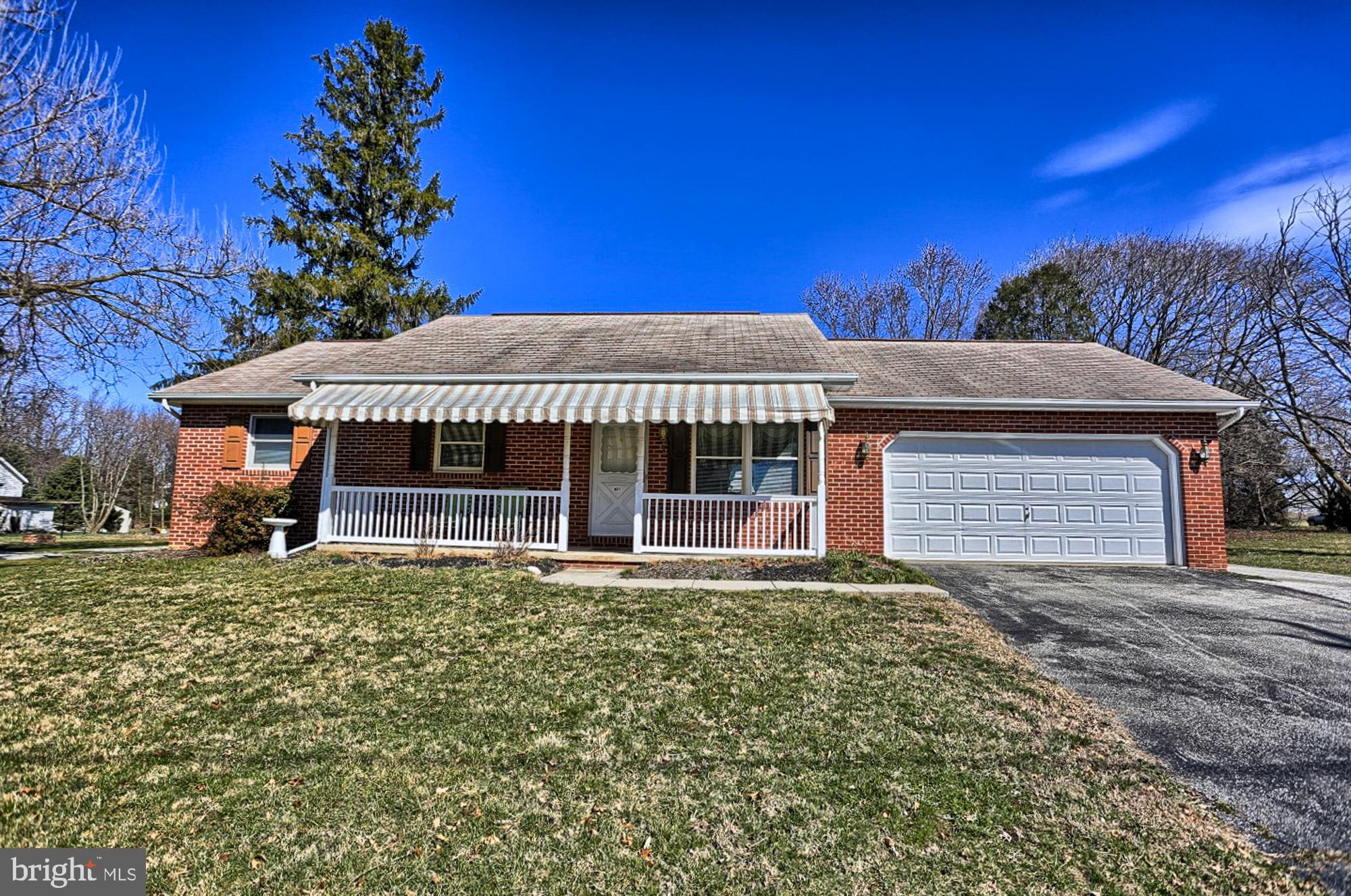 Convenient one story living on 3/4 acre at the edge of the small village of Bairs Station.  Attached 2 car garage and a pole building with 2 more garage spaces.  Wonderful 3 bedroom, 1 1/2 bath rancher built in 1996.  Nice eat-in kitchen with plenty of oak cabinets.  Relax on the front porch or tinker in the pole building.  The riding mower is even included!  Fuel for attached garage heater is propane. Propane tank is leased from Suburban Propane for $10 per year.