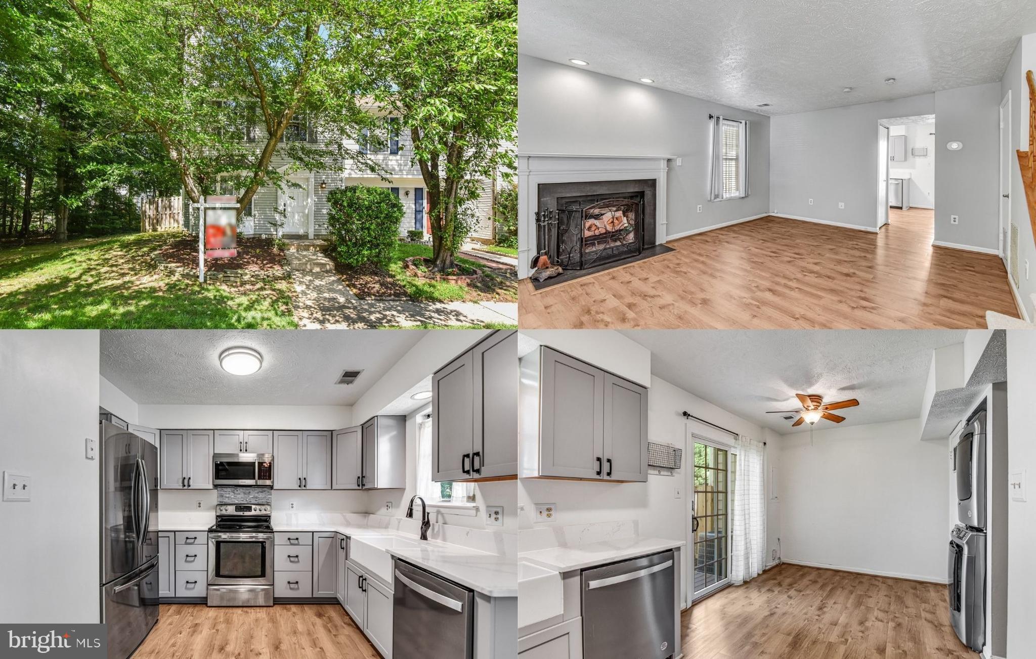 This beautifully renovated end unit townhome is nestled on a premium corner lot in a quiet cul-de-sac surrounded by treed common area for ultimate privacy.  Featuring 2 bedrooms and 2 full baths, this home boasts warm luxury vinyl plank flooring on the entire main level, soft neutral paint throughout, updated lighting, and a renovated kitchen and renovated baths creating instant move in appeal. An open foyer welcomes you into a spacious living room with a bay window and a cozy woodburning fireplace. The updated kitchen has gorgeous quartz countertops, a farmhouse sink, soft close cabinetry, and stainless-steel appliances. The adjoining dining area has sliding glass doors opening to a new Trex deck and large level yard with shed surrounded by privacy fencing, ideal for indoor and outdoor dining and relaxation. A full-sized stackable washer and dryer (2019) is also located on the main level. Upstairs you’ll find two spacious bedrooms, each with lighted ceiling fans and large closets. The primary suite boasts an ensuite bath with a new walk-in shower with marble style tile and stylish sliding glass doors. The chic hall bath has also been updated.  Other updates include upgraded attic insulation and access stairs (2016). Two assigned parking spaces add convenience. Enjoy the community amenities, basketball, tennis and pickleball counts, playground and common grounds. The location can’t be beaten - near Fort Belvoir with easy access to I-95, I-495, I-395, Route 1, and Telegraph Road. It is walkable to the VRE Lorton Station and the commuter bus to Franconia-Springfield Metro. Nearby conveniences include Wegmans, Lorton Station Town Center shops, medical offices, and restaurants. Local attractions include charming Old Town Occoquan and an abundance regional and state parklands.