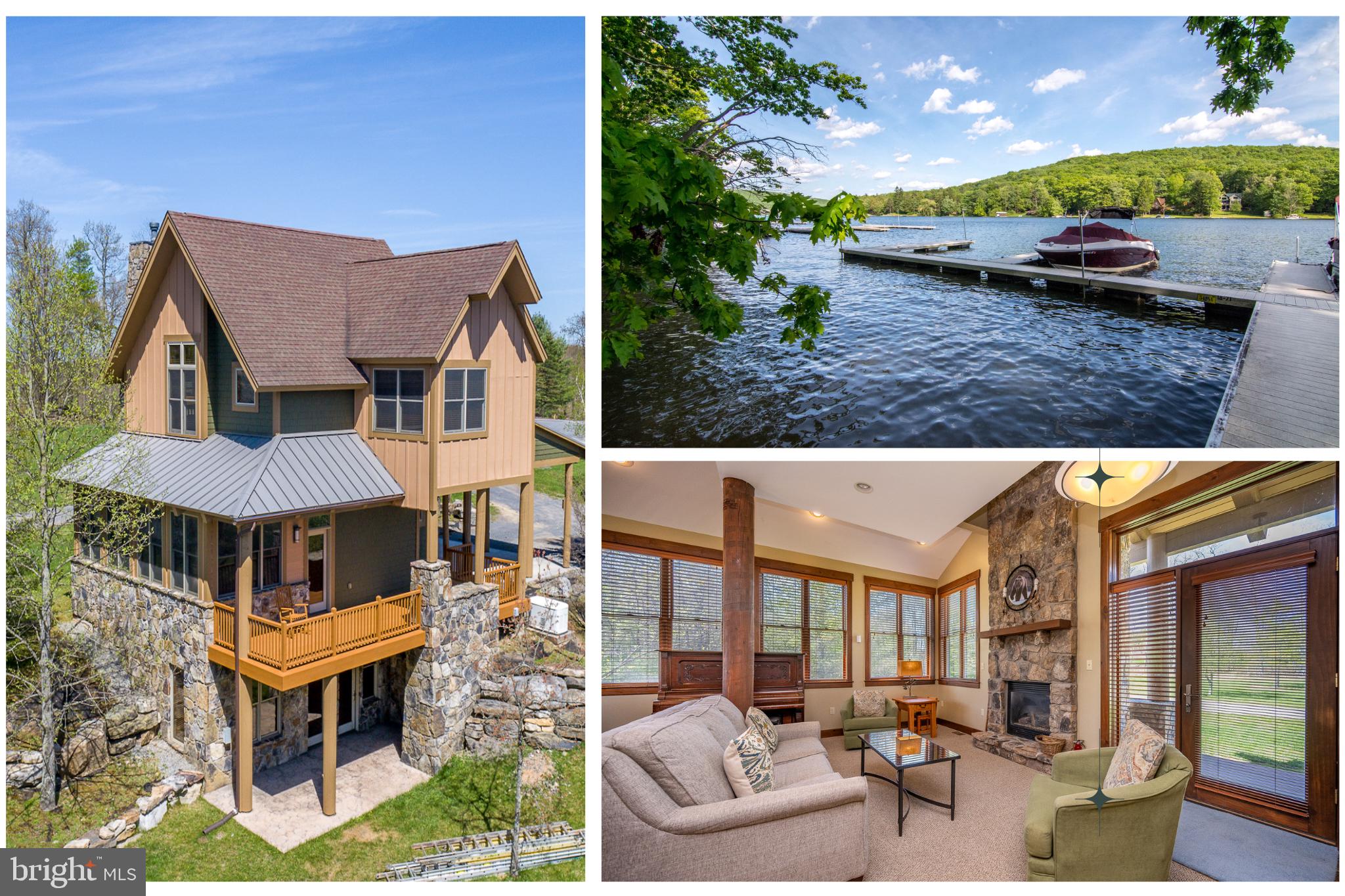 Luxury Mountaintop Ski Chalet with scenic Deep Creek Lake Access for year-round enjoyment. Just minutes from Wisp's ski slopes and ASCI Whitewater, this fantastic location is ideal for exciting summer adventures and winter skiing with effortless connections to the Ski Lodge, easy-access mountaintop ski parking, lift tickets, on-site community amenities, and everything you need. Exceptional craftsmanship and upscale finishes shine throughout this home's bright, open layout designed for entertaining. Unwind by the striking stone fireplace in the inviting living room, while a generous family room and sunlit, flexible loft provide ideal spaces for entertaining, relaxing, or hosting guests. Three bedrooms and 3.5 baths across three beautifully designed levels deliver comfort, privacy, and room to gather. A convenient double carport adds everyday ease for owners and visitors alike. Surrounded by lush, thoughtfully landscaped trees, the setting offers a quiet mountain ambiance with filtered woodland views and a true resort feel. Designed for four-season mountain living, this home offers a high-efficiency HVAC system, architecturally enhanced cylindrical exterior columns, and tastefully updated interior and exterior paint—combining luxury aesthetics with resort-level performance. The home has been carefully maintained over time, reflecting pride of ownership and presenting with the feel often associated with well cared for owner-occupied properties. You'll love the Deep Creek Highlands community, featuring private lakefront access, scenic walking trails, sports courts, playground, and a resort-style outdoor pool with pavilion—ideal for both active adventures and laid-back mountain living. From first tracks at Wisp to summer days at the lake and championship golf at Lodestone, this prime location places every season’s adventure just minutes away, making it a rare and rewarding place to call home.